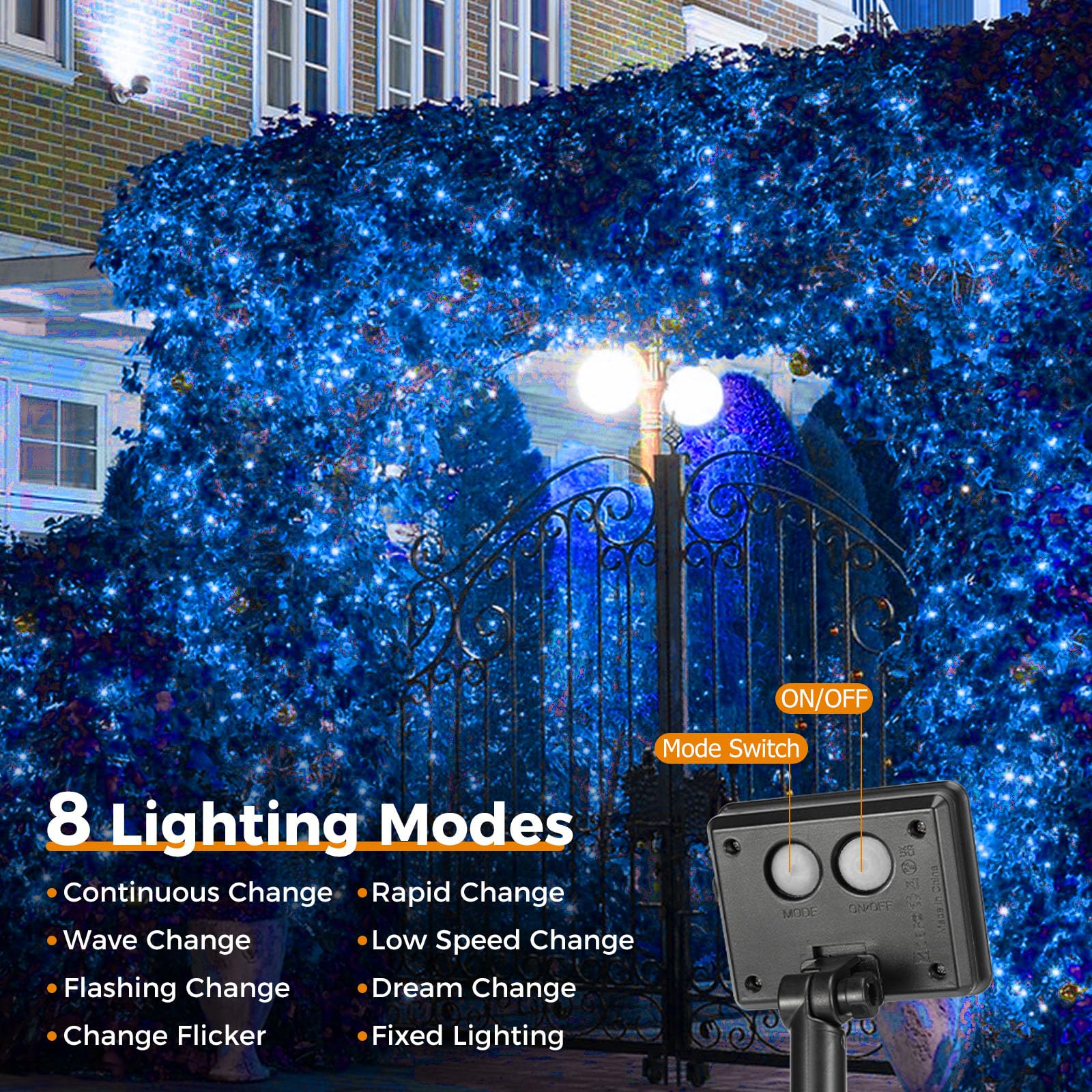 btfarm 2 Pack Solar String Lights - 160 LED, 66FT, Waterproof, Copper Wire, Blue, 8 Modes for Outdoor Decor