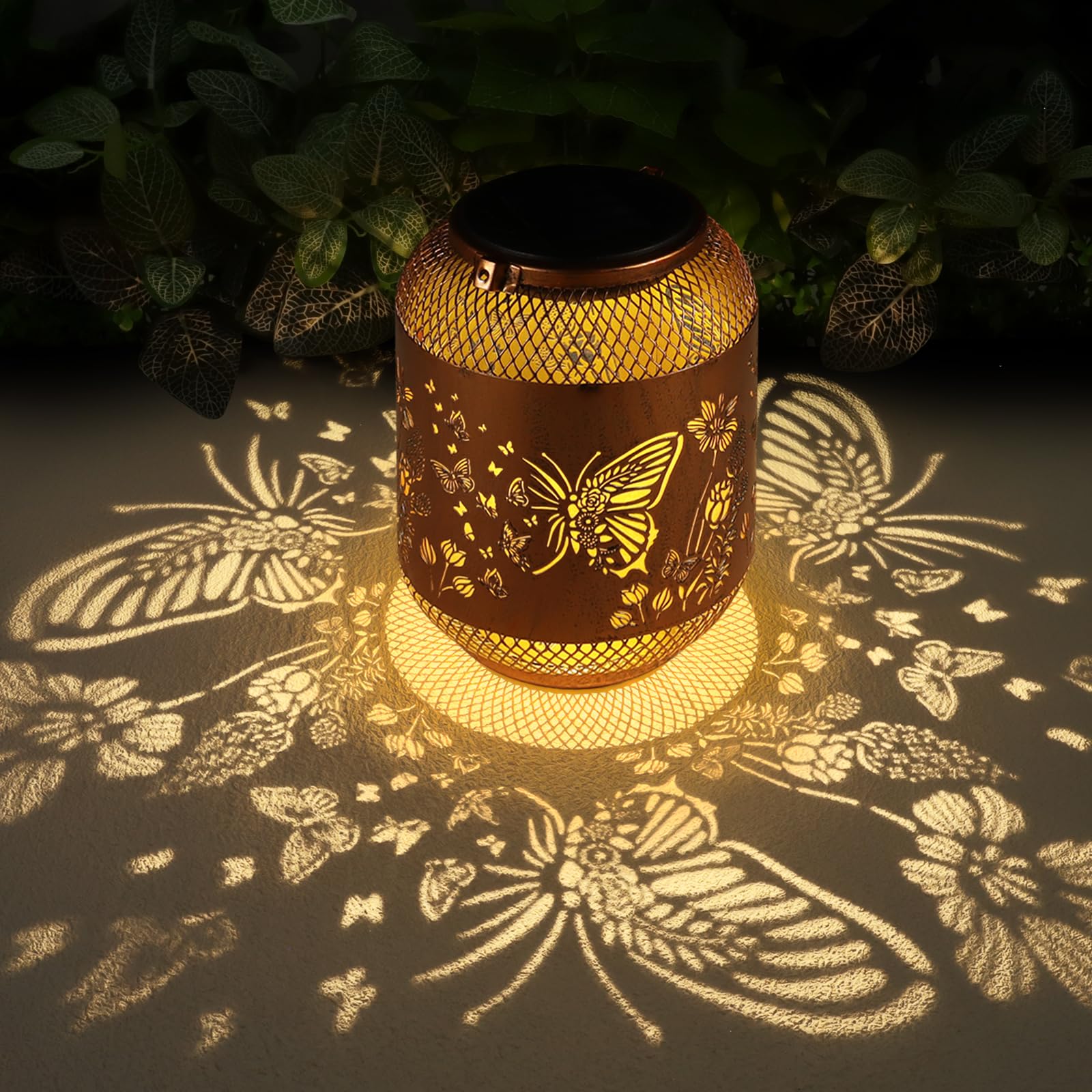 2 Pack Solar Lanterns Outdoor Waterproof Birthdays Gifts For Women Mom Grandma Metal Hanging Hollow Out Garden Decorative Solar