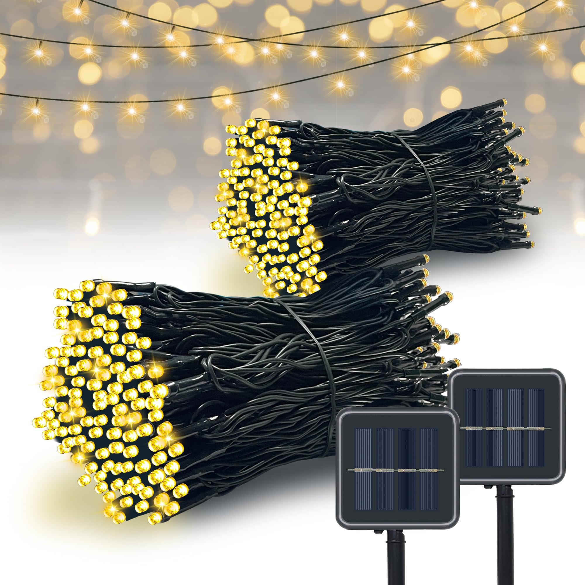 Vimorg Solar String Lights Outdoor, 2 Pack 170FT 480 LED Waterproof Solar Christmas Lights with 8 Lighting Modes for Tree Xmas Decorations