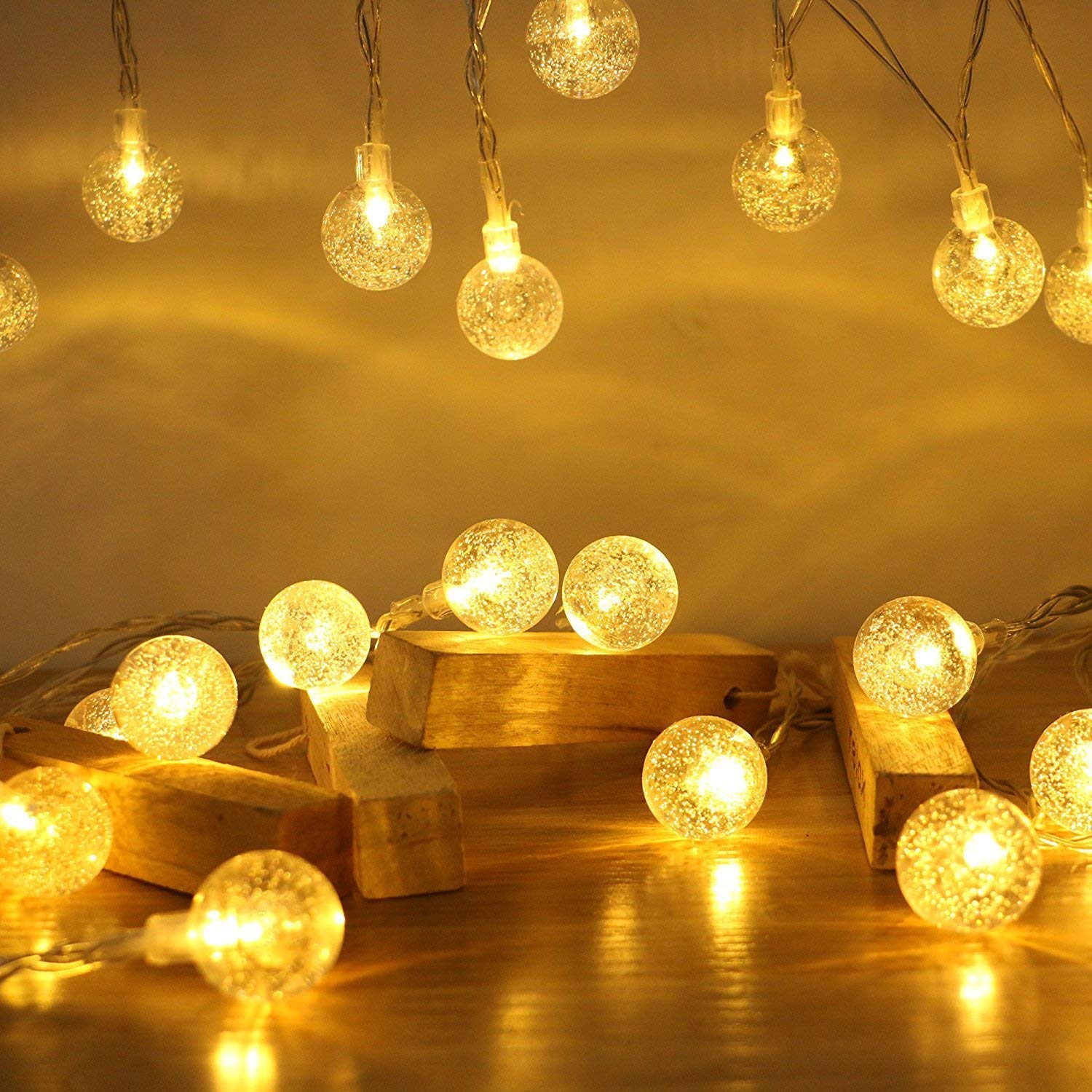 Plug in 10ft 20 LED Globe String Lights Indoor Outdoor Decorative Fairy Lights Warm White for Birthday Party Wedding Anniversary Christmas