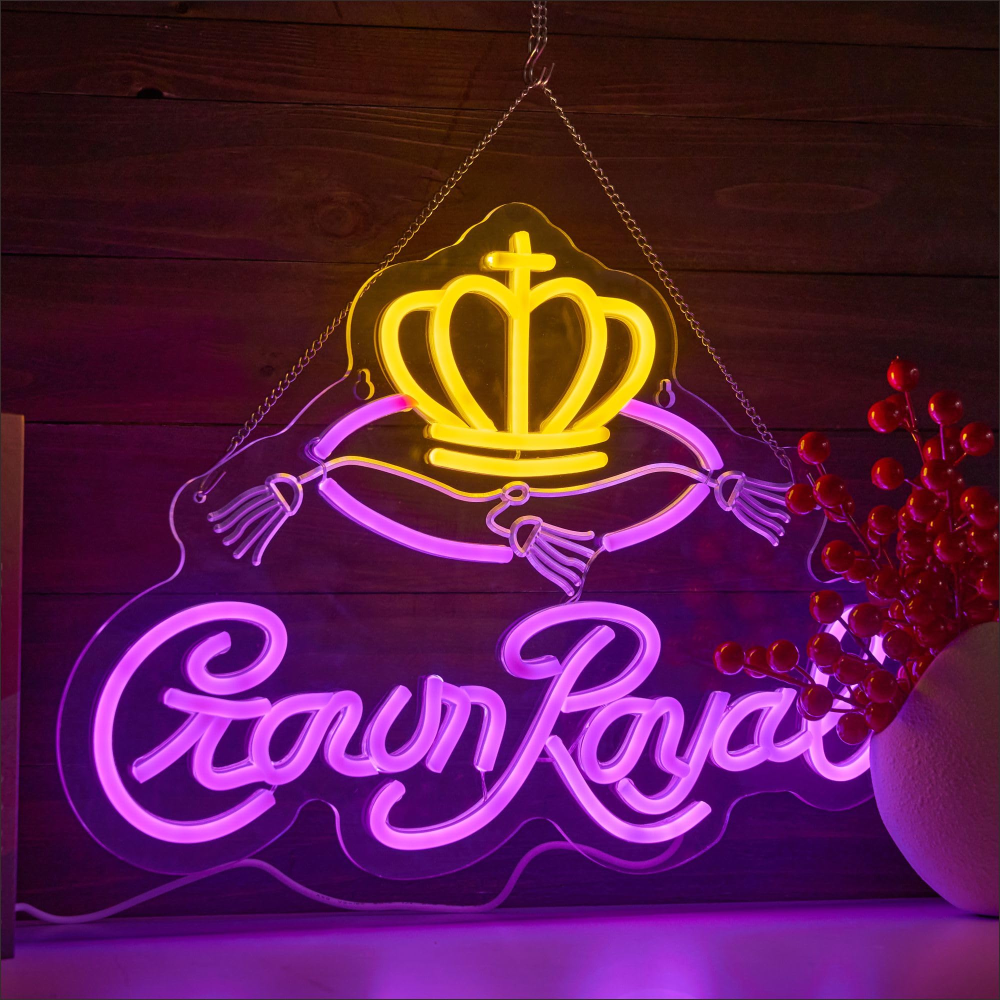 Crown Neon Sign for Bar Wall Decor, Royal Beer Lights Signs Whiskey LED Sign for Bar Man Cave Bedroom Home Bar Shop Pub Bistro Party Hotel Game Room Decor Gifts, USB Powered