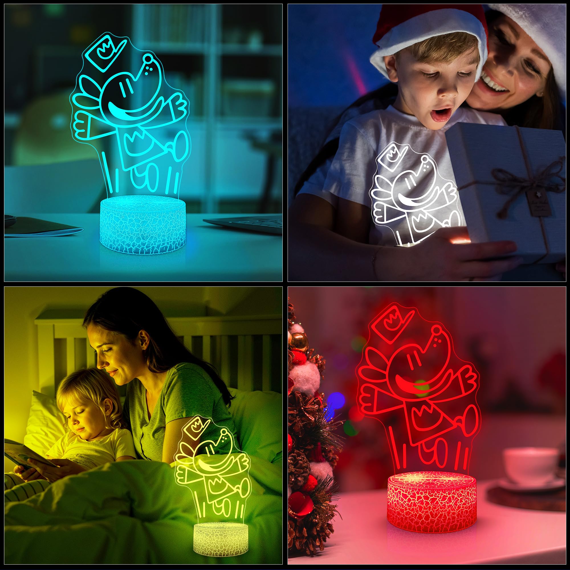 WMAT Officially Licensed Dog Man Night Light - Dog Man LED Glow Light with Removable 7 Colors Base, Kids Bedroom Decor Lamp, Nig
