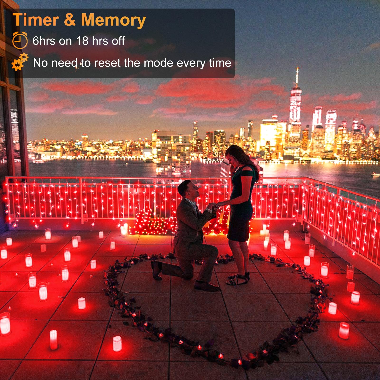 Nielfoi 33ft Red Icicle Lights, 400 LED Waterproof Christmas Twinkle Lights for Outdoor & Indoor, Clear Wire Short Curtain Decoration