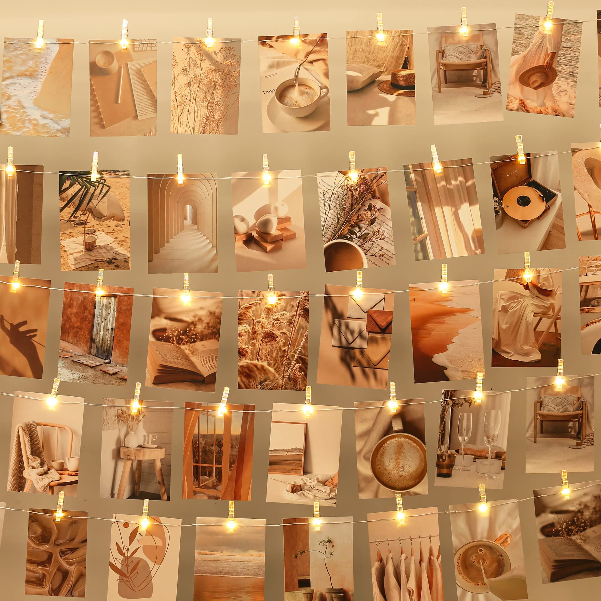 100Led Photo Clips String Light,33Ft Fairy Lights With 51 Clips, Battery Operated String Lights With Clips For Pictures, Room Decorations For Dorm Wall Bedroom Wedding Christmas Tree(Plating Clips)