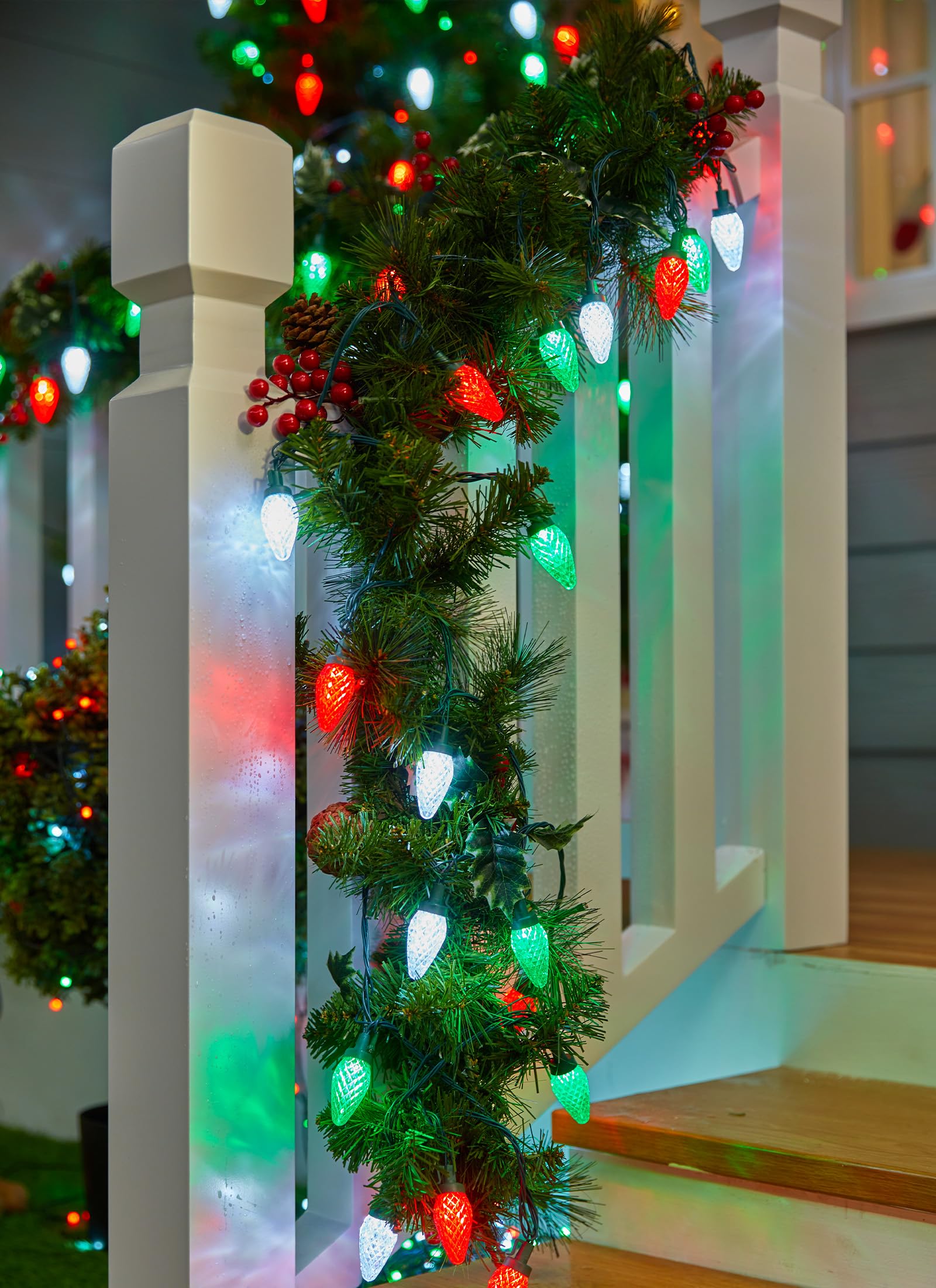 C9 Christmas Lights Outdoor Waterproof, 114 Feet 150 Led C9 String Lights With Timer & 8 Light Mode, Connectable Christmas Tree