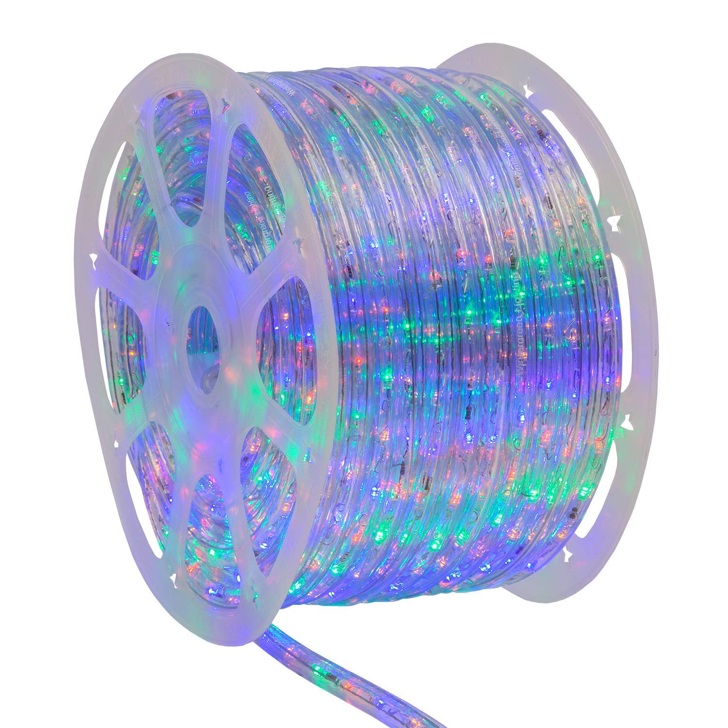 Wintergreen Lighting 150ft 1800 LED Heavy Duty Rope Light Spool, 120V ETL Indoor Rope Lights Plugin Outdoor Tube Lights ½ Inch, Accessories and Mounting Clips Included, Multicolor