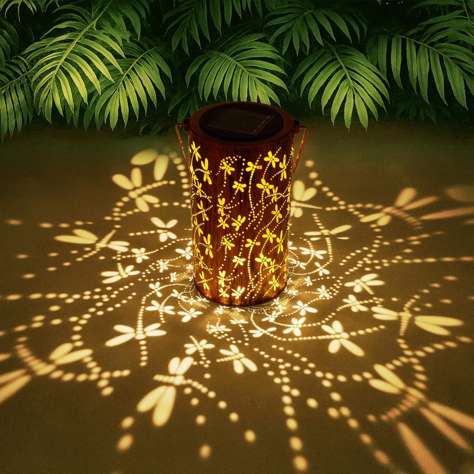 Morpholife Dragonfly Solar Lantern, Waterproof LED Garden Light, 7.1 inch, Metal, Model LD-0137QT, Outdoor Decorative Lighting for Patio and Porch