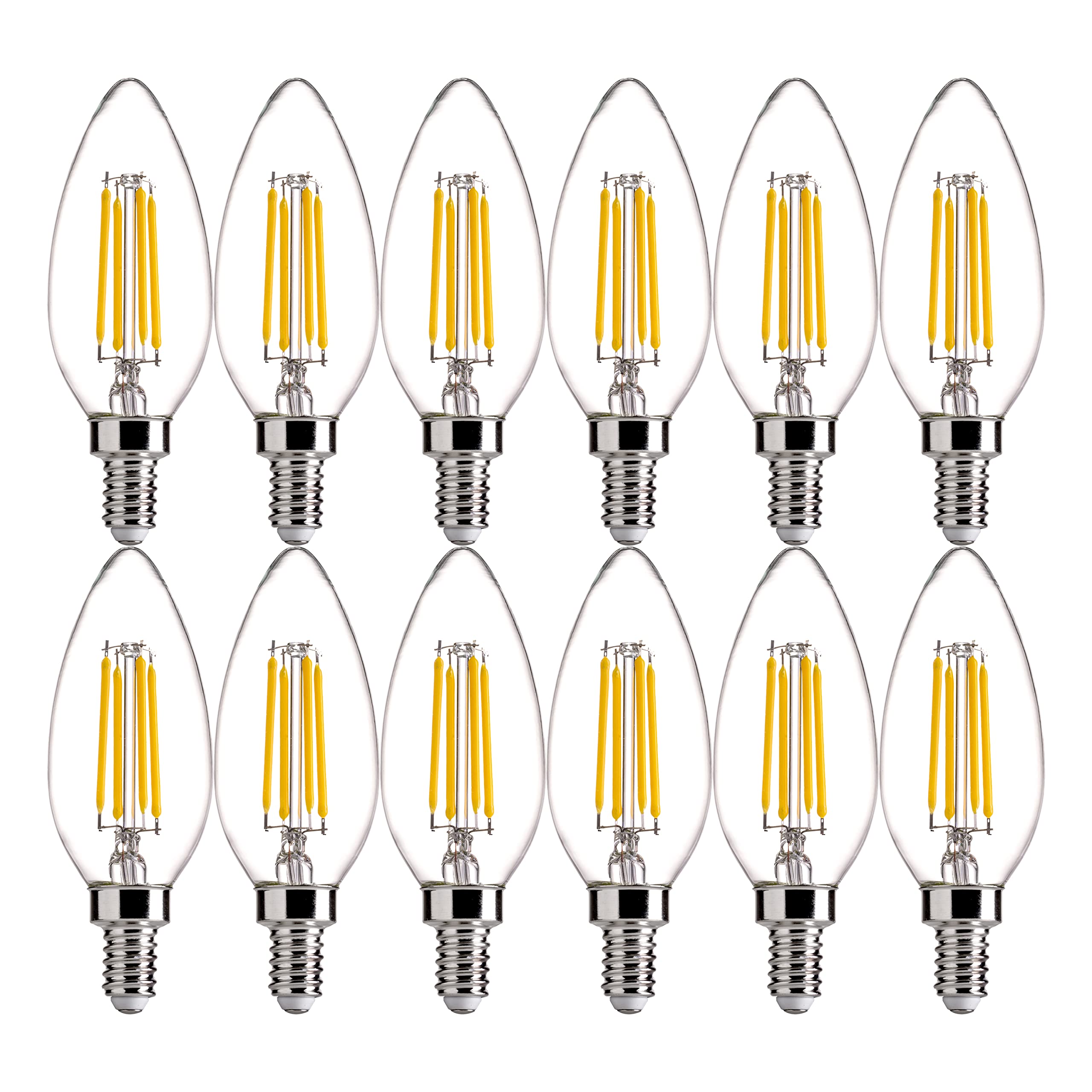 Flsnt 5000K Daylight Dimmable Led Candelabra Bulbs 60W Equivalent, Led E12 Base Chandelier Light Bulbs, 550Lm, 90+ High Cri, 12 Pack