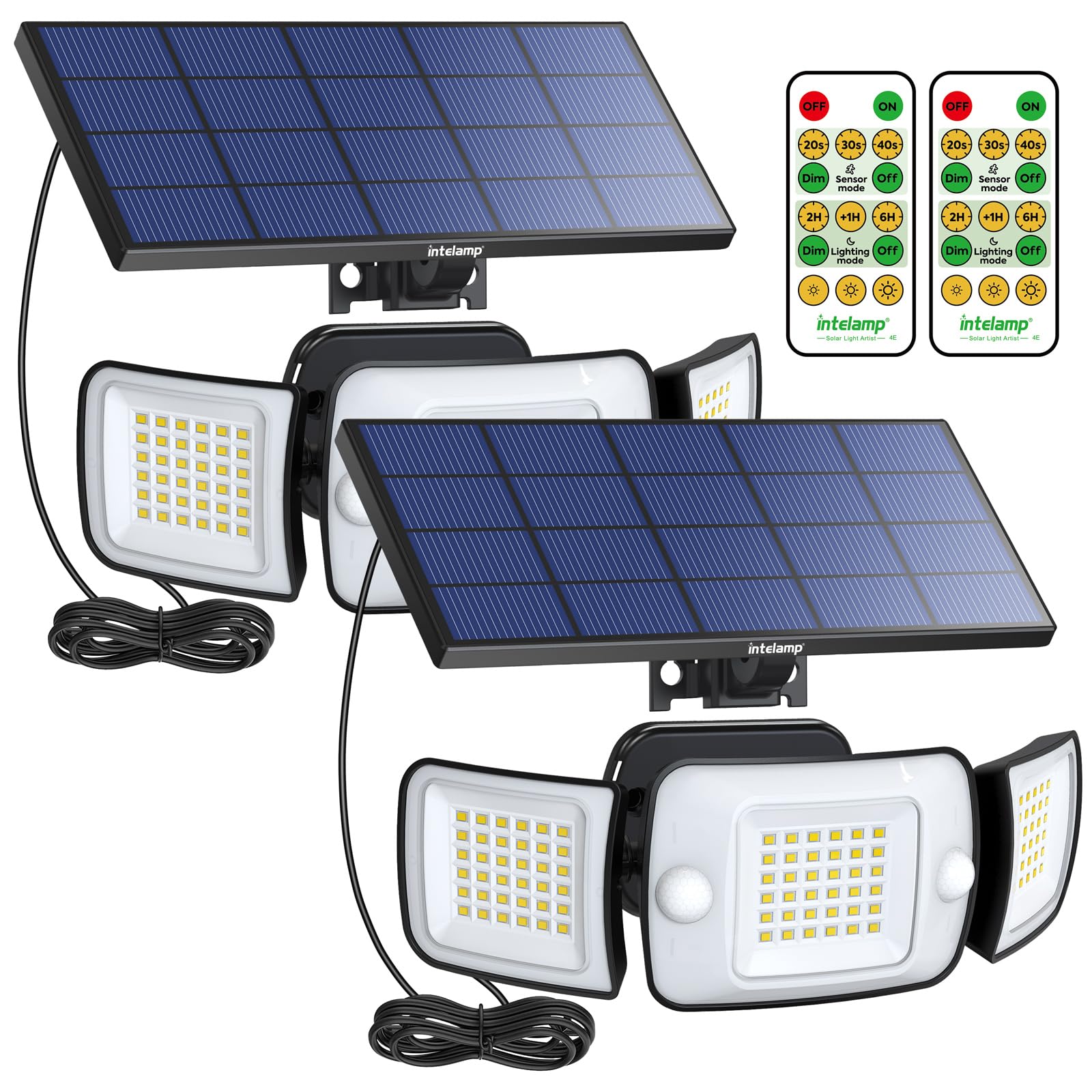 intelamp Solar Lights Outdoor Waterproof with Remote Control, 6000mAh 1200LM Solar Motion Sensor Light Outdoor,270?Wide Angle So