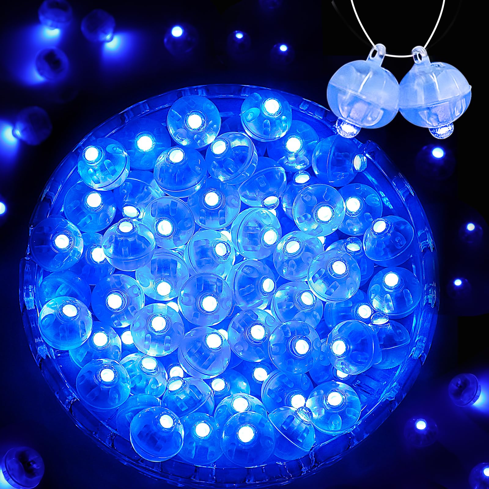 ZGWJ Mini LED Lights for Party Decorations, 50 Pcs, Plastic, Glow Steadily Blue, Model A01-Mini