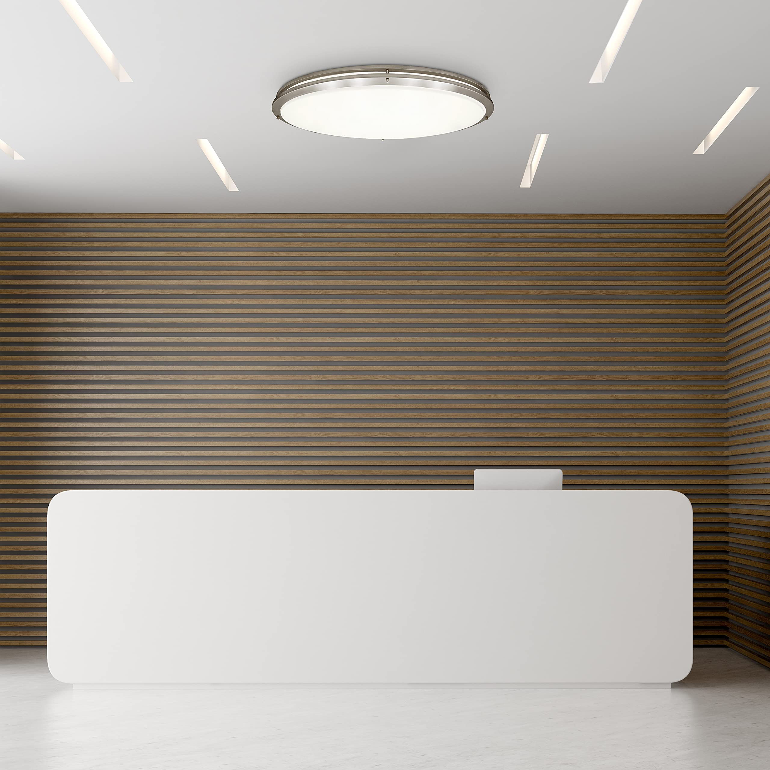 Maxxima 32" Oval Satin Nickel LED Ceiling Light Fixture, 5500 Lumens, Dimmable, 3 CCT 3000K/4000K/5000K, Model