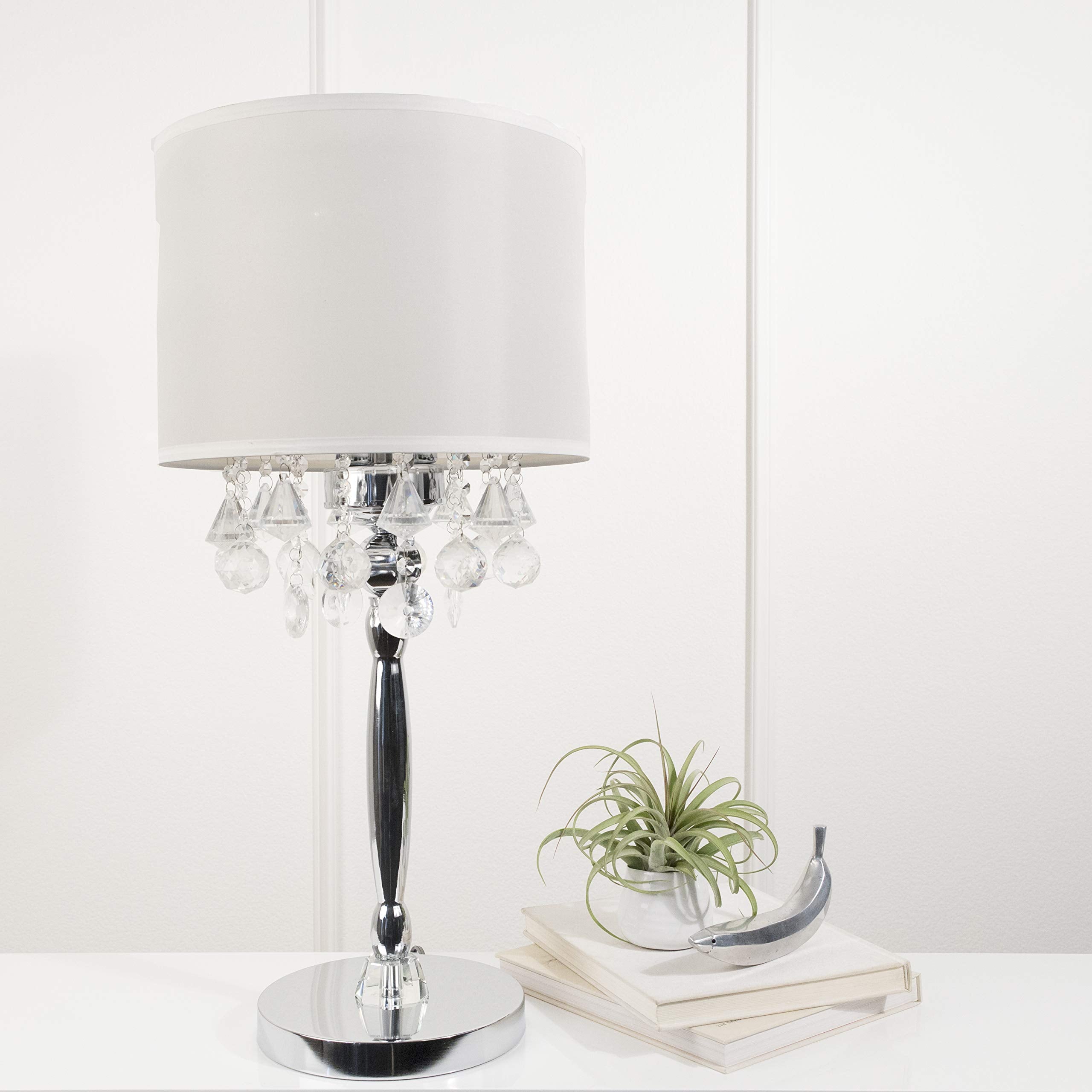 Ok-5110T 30-Inch Crystal Silver Table Lamp
