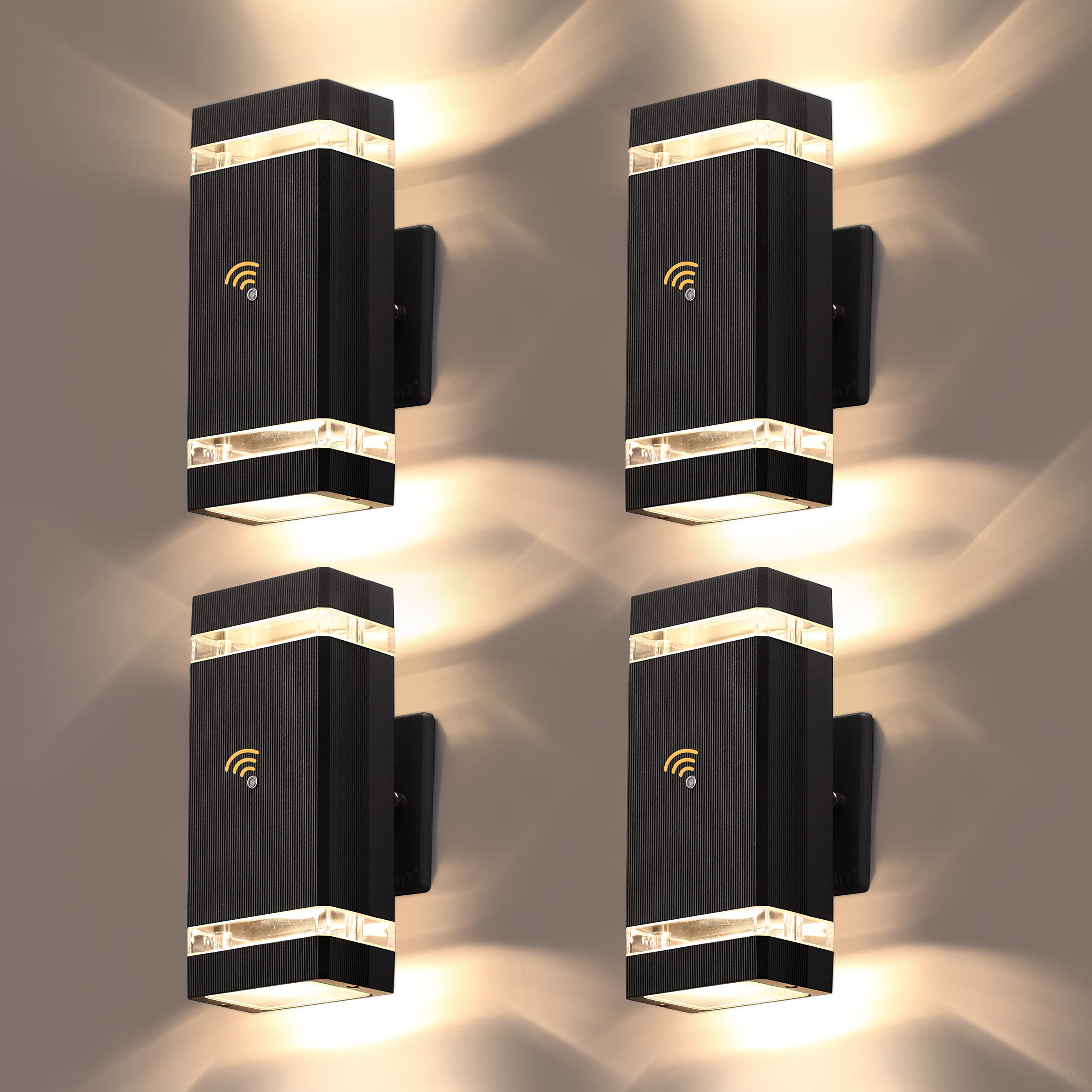 LMP 4 Packs Dusk to Dawn Outdoor Lighting, Wall Sconce with 5w LED Bulbs, Outside Lights for House IP65 Waterproof Aluminum Up a