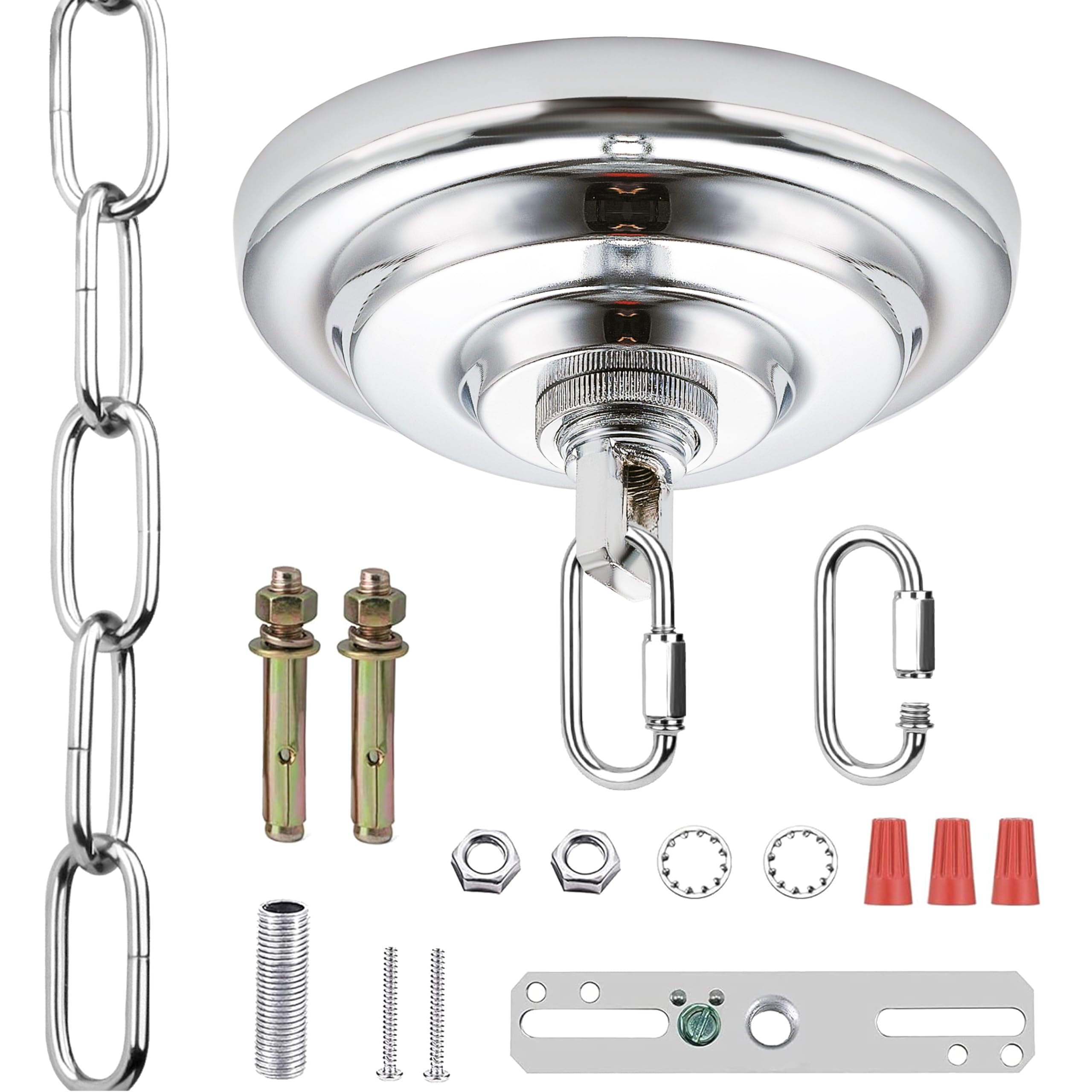 MAYOMAJO Light Canopy Kit, 6 Inch Canopy + 6 Ft Chain, Heavy Duty, Alloy Steel, Chrome, Model X-CR-6-HC