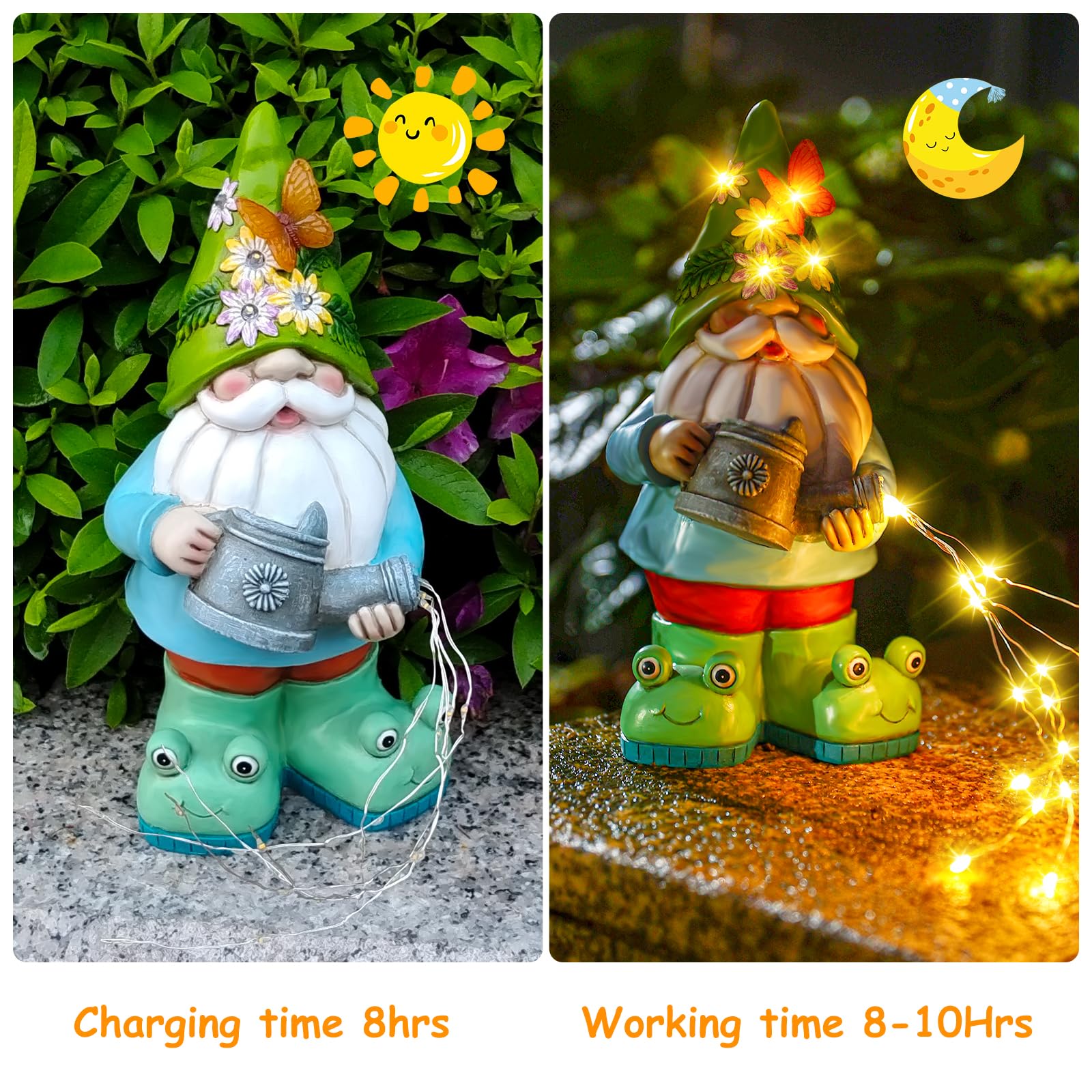 Vcdsoy Solar Watering Can Gnome With 5 Strings Light Waterproof-Funny Gnome Gifts For Mom Women Solar Outdoor Led Lights Resin G