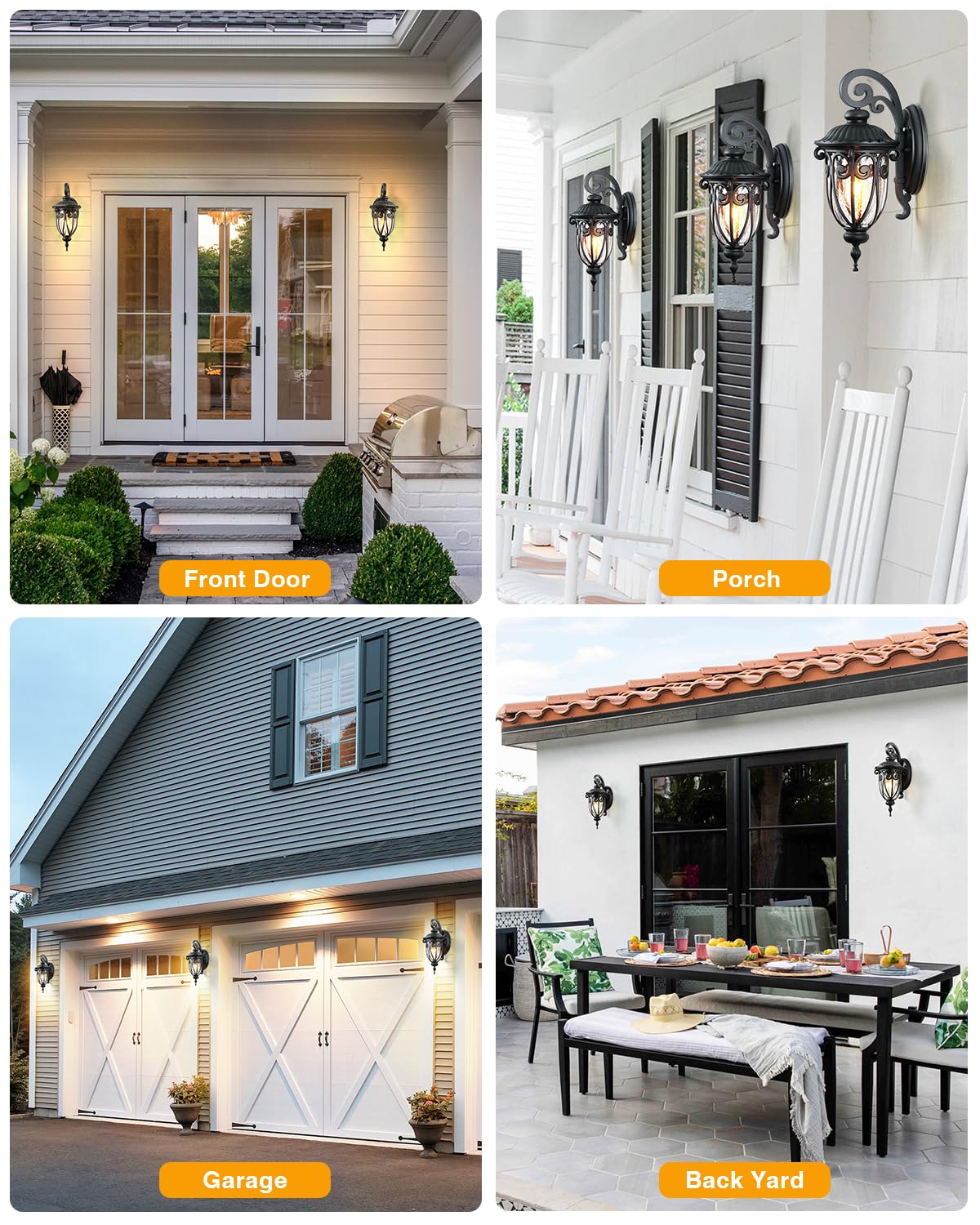 Vianis Outdoor Lights For House Dusk To Dawn  Black Porch Lights Waterproof Outdoor Light Fixture With Seed Glass  Exterior Lighting Fixtures For House  Doorway  Porch Garage