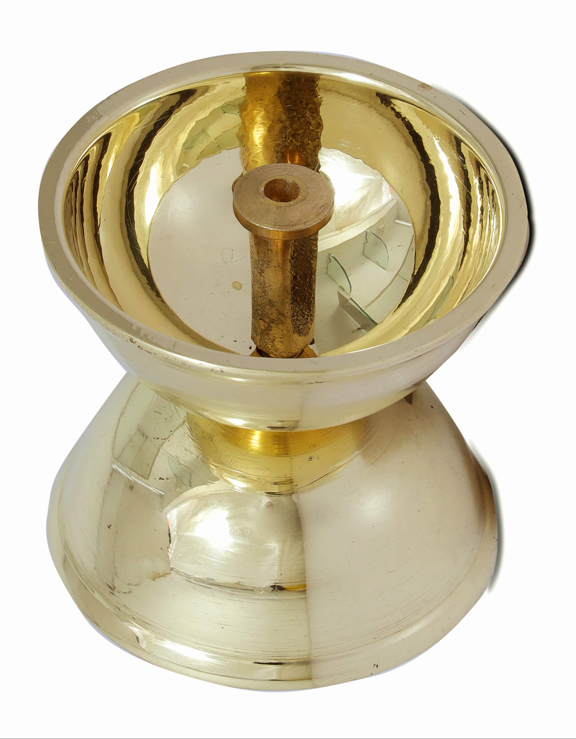 DMIs Beautiful Traditional Niranjan Brass Diya Also Known as Deepa or Diva with a Wick Stand in Centre