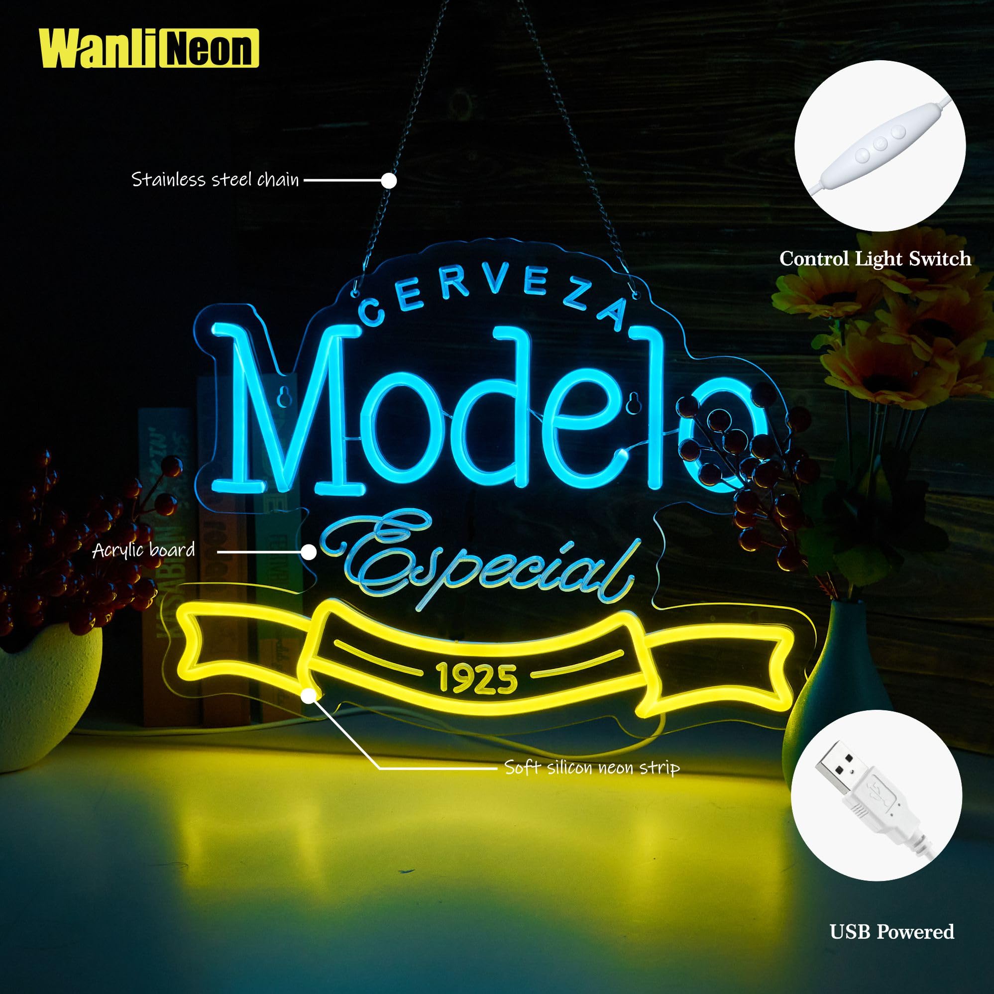 Model Neon Sign For Wall Decor, Beer Bar Led Lights Signs Sign For Bar Man Cave Bedroom Home Bar Shop Pub Bistro Party Hotel Game Room Decor Gifts, Usb Powered