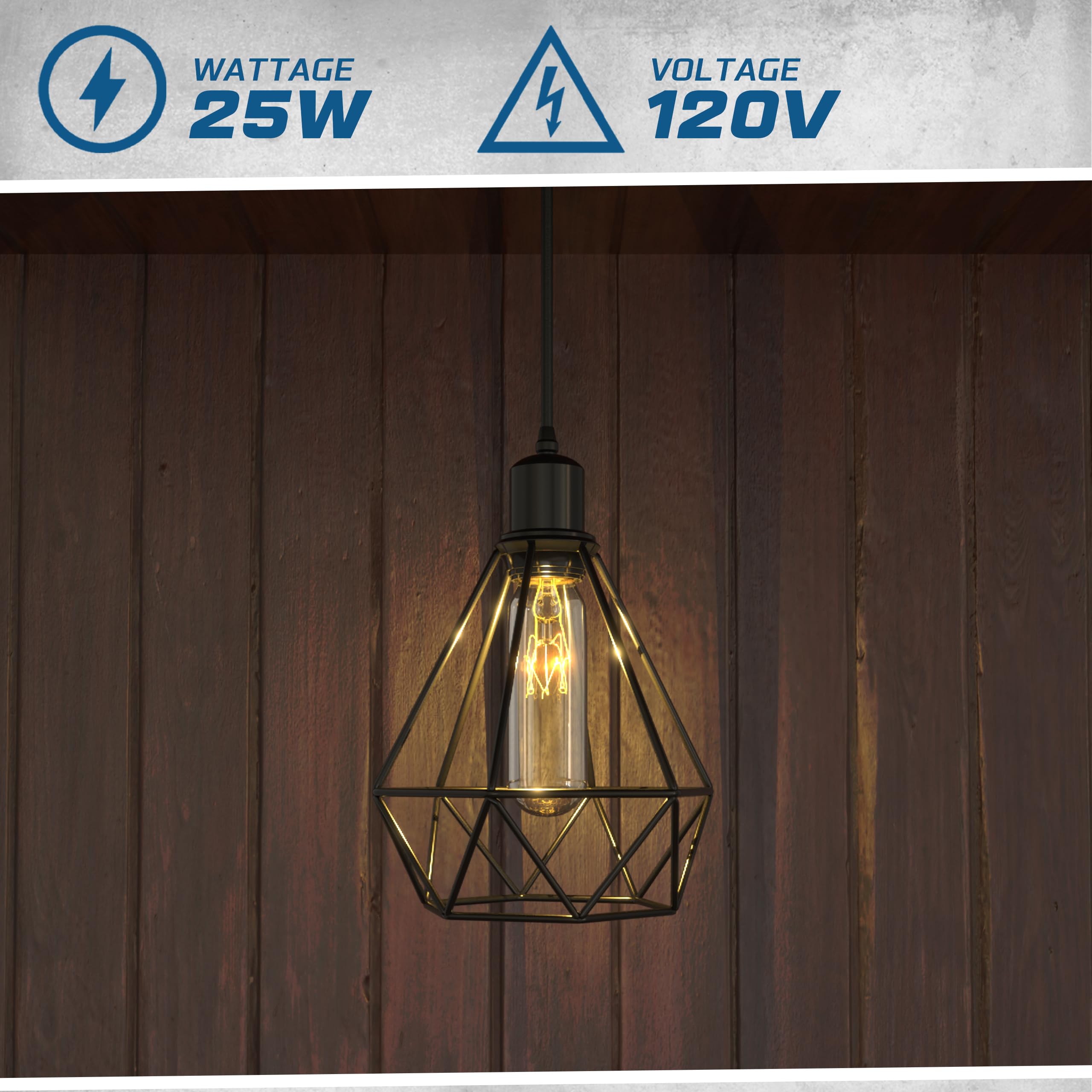 Ohbulbs 12 Pack - T6 Tubular Light Bulb - Clear 25 Watt - E12 Candelabra Base Dimmable - Warm White Light 180 Lumens E12 Candelabra Base