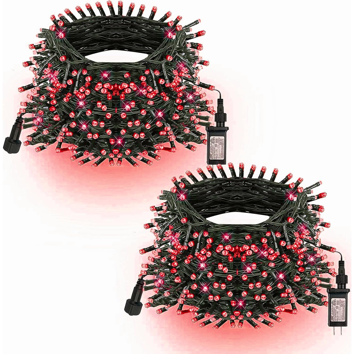 TW SHINE Red Christmas Lights, 400 LED Outdoor String Lights, 132FT, Waterproof, 8 Modes, Model HB-200COI