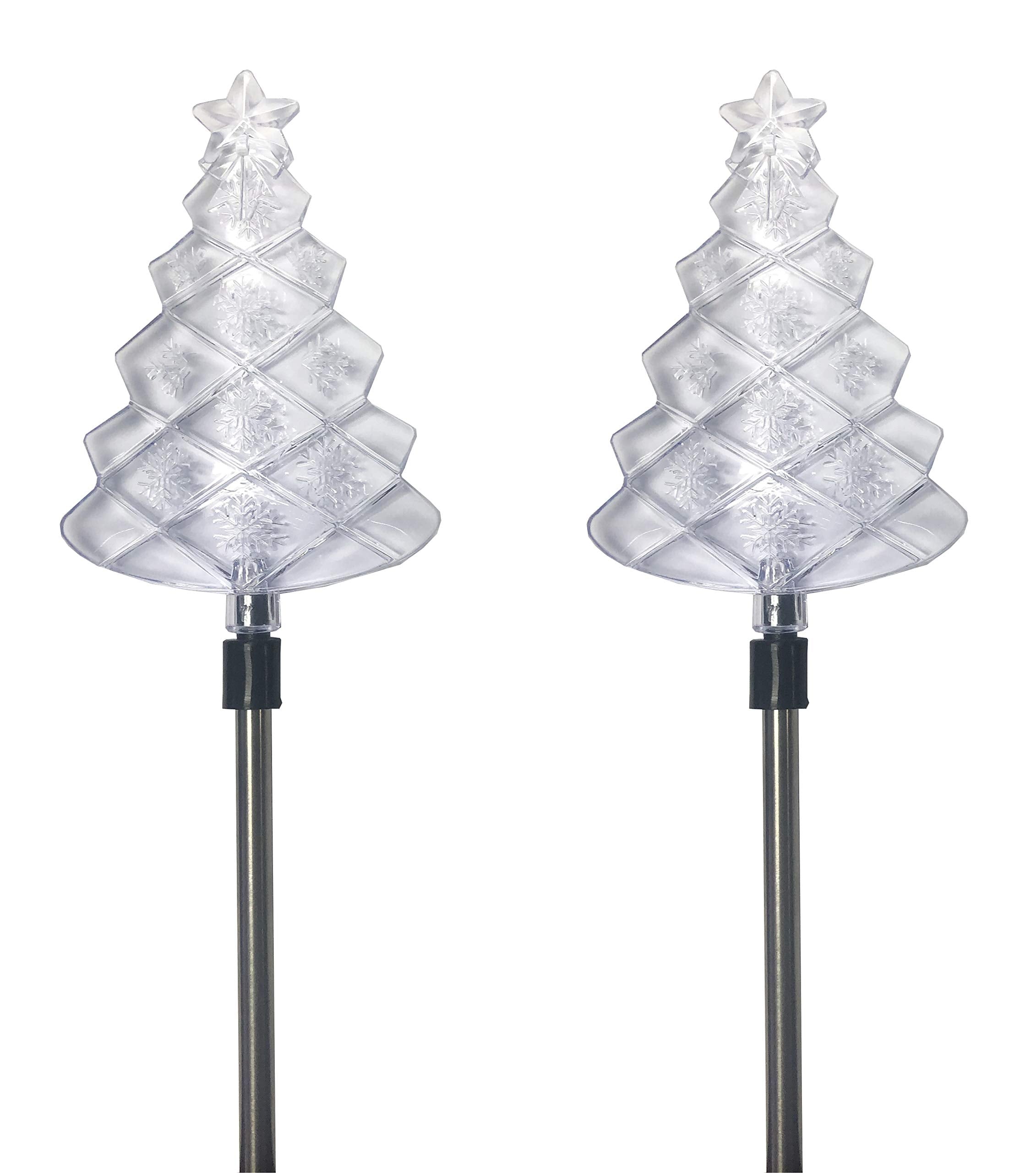 Unique Gadgets & Toys Solar Powered Christmas Tree Garden Stake Landscape Color Change Lights (Set of 2)