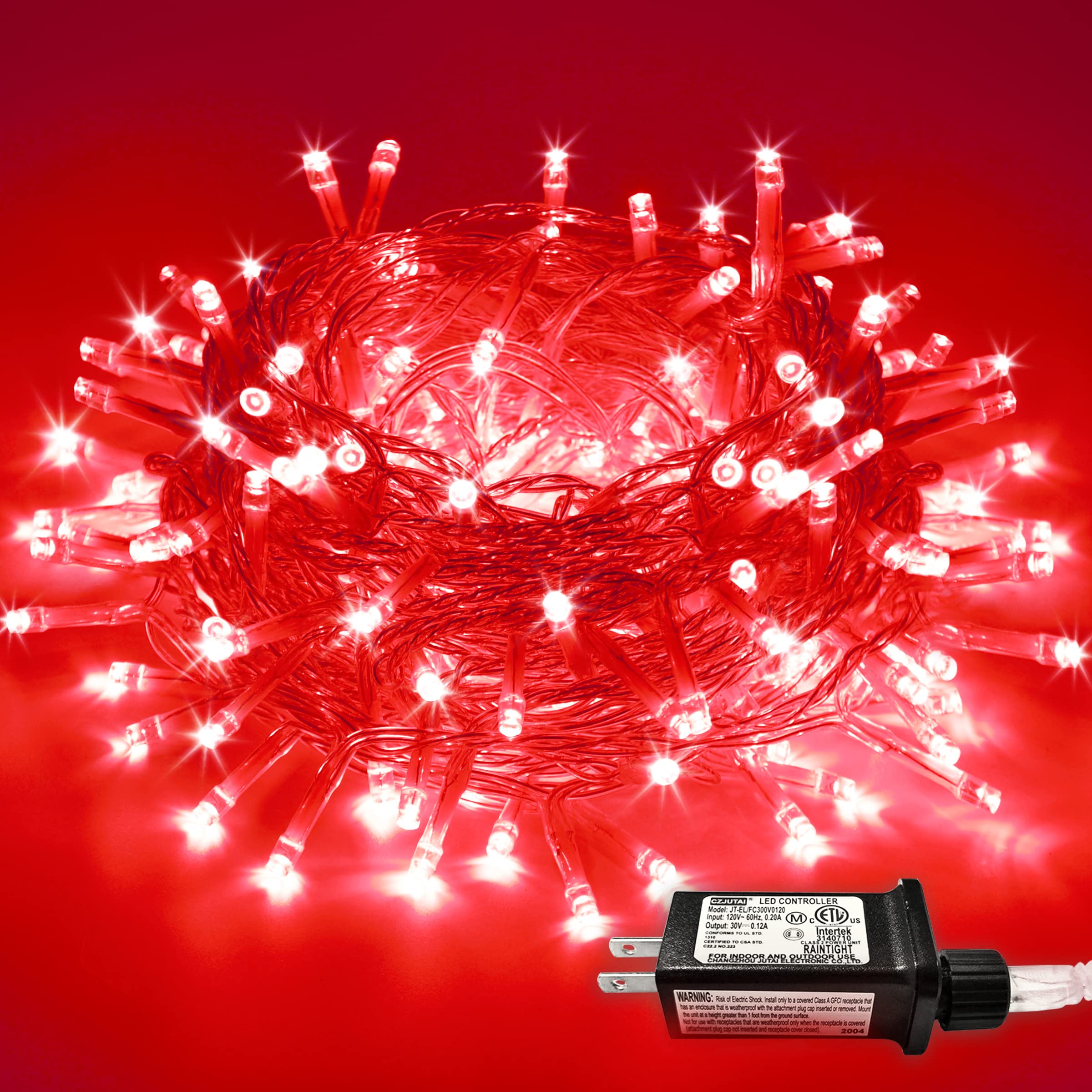 JMEXSUSS Red String Lights, 200 LED, 66ft, Copper Wire, 8 Modes, Indoor/Outdoor Christmas Decor for Valentines Day