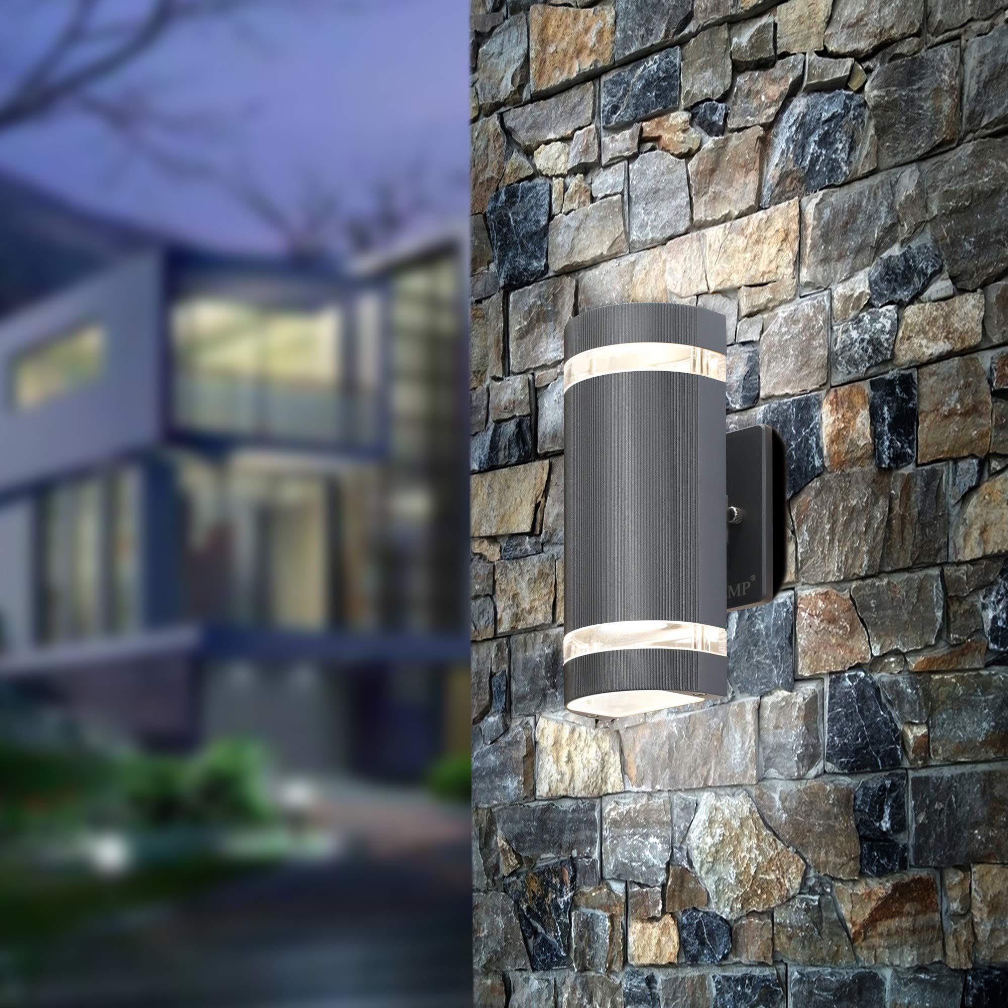 LMP LED Outdoor Wall Light, Aluminum, 3000K, 5W, Waterproof, Gray, 1 Pack, Model ZY-
