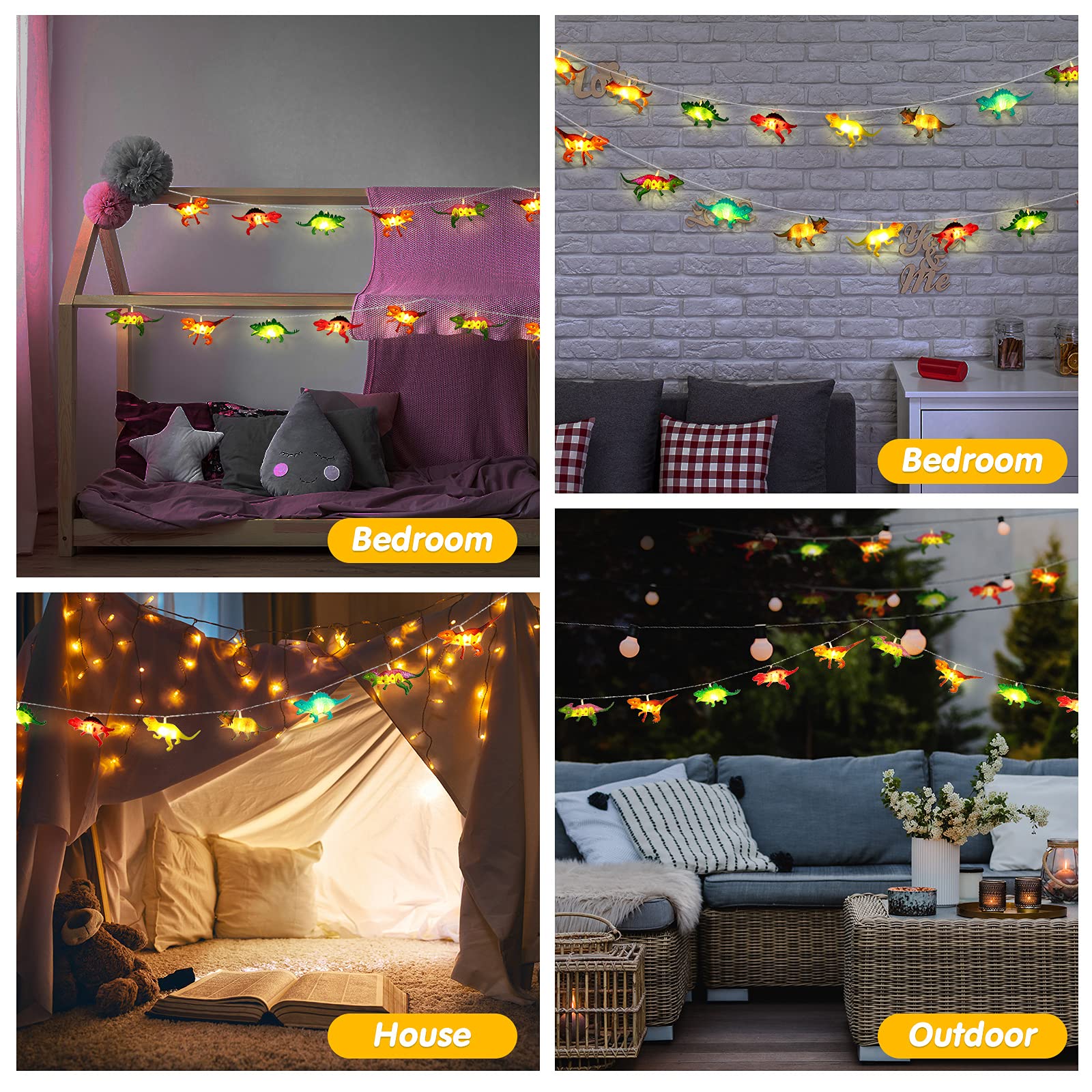 Riakrum Led Dinosaur String Lights Battery Operated Dinosaur Lights String Dinosaur Lights For Boys Dinosaur Bedroom Decor Tent