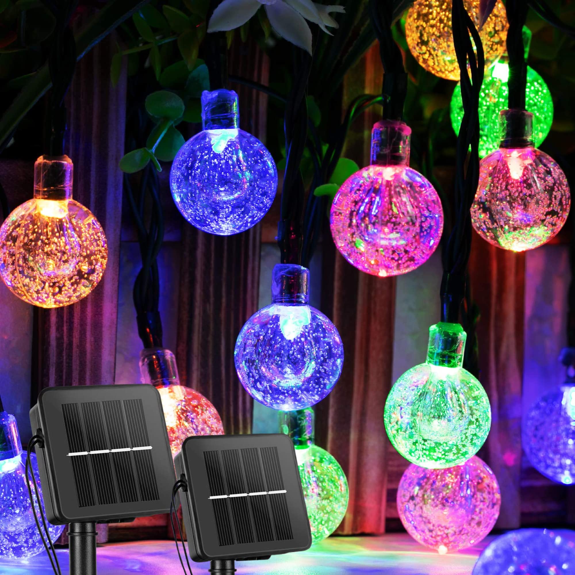 Solar String Lights Outdoor Waterproof, 2-Pack 120 Led 72Ft Total, Crystal Globe Lights With 8 Lighting Modes, Solar Powered Pat