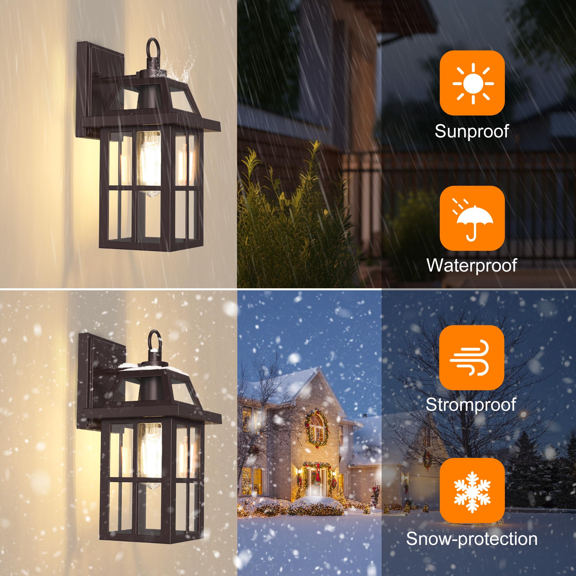 Wihtu Outdoor Wall Lantern, Porch Lights With Glass Shade, Waterproof Wall Sconce Light, Orb Fixtures Exterior Wall Lighting, Al