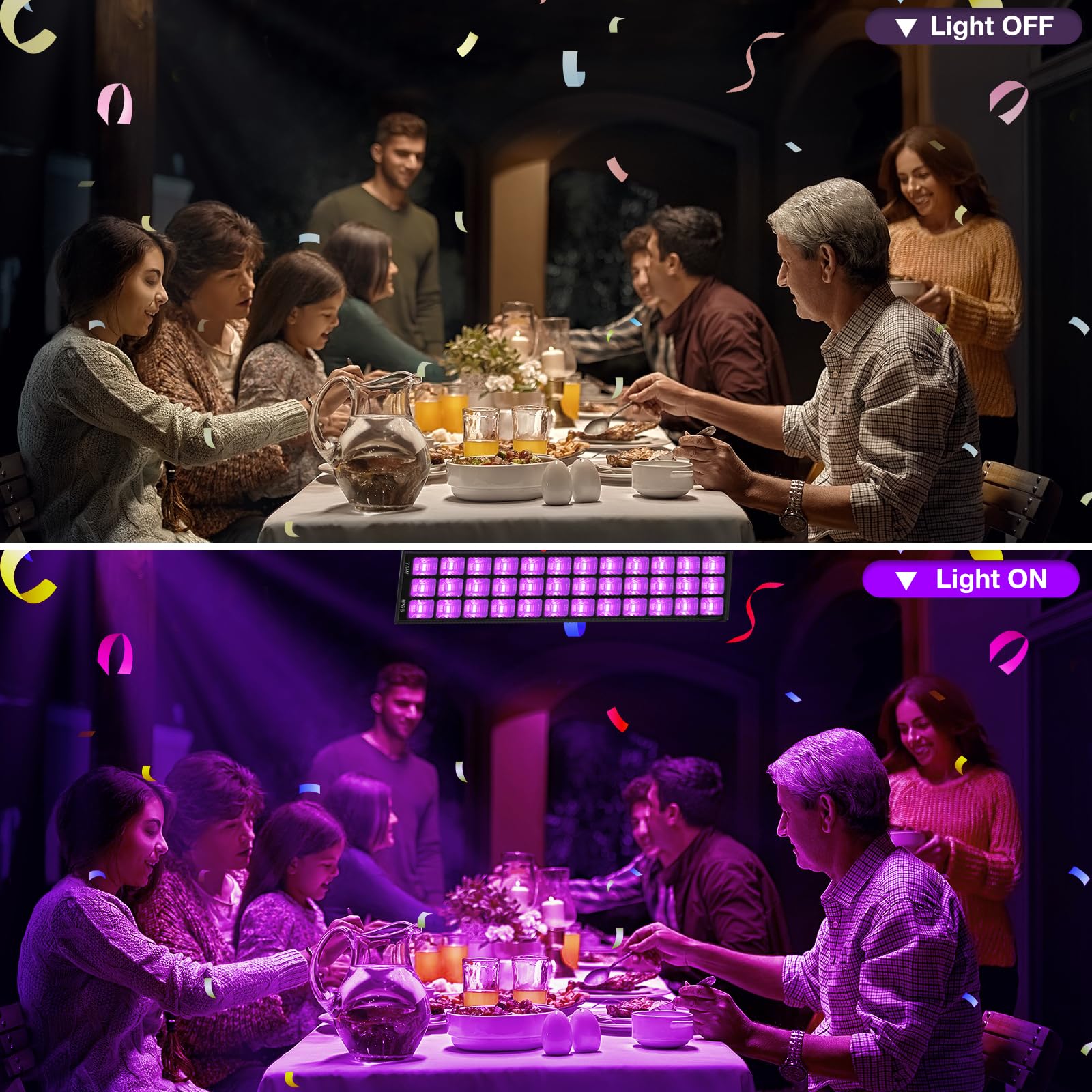 PIZHLO 76W Black Light Bar - 108 LEDs, IP66 Waterproof, Purple, 5ft Cord, Perfect for Glow Parties, Body discomfort-reducingt, Bedroom, Halloween