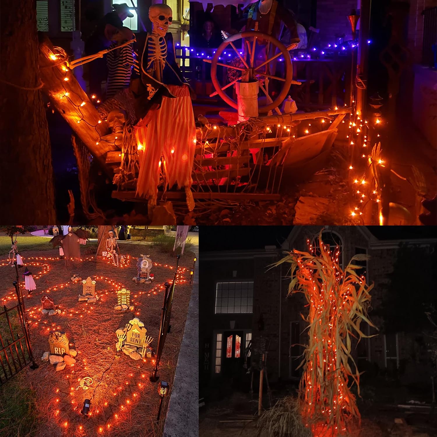 WATERGLIDE 1000 LED Outdoor Fairy String Lights, 328 FT, Orange PVC Copper Wire, 8 Modes, Waterproof, Model HBB-1000COI