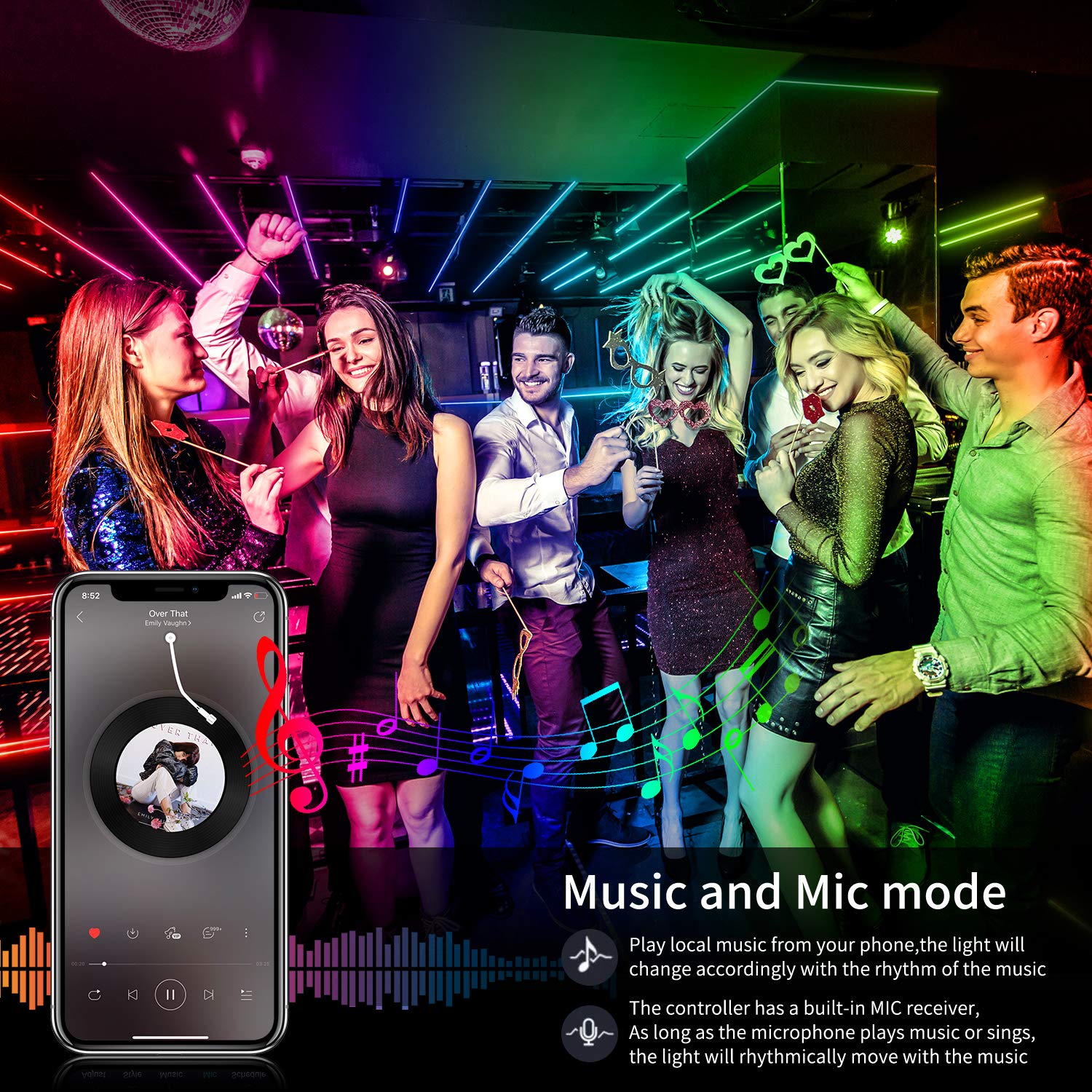 AILBTON LED Strip Lights, 300ft (3 Rolls of 100ft), RGB Color Changing, Music Sync, App & Voice Control, Plastic, Multicolor, Model DT2-60