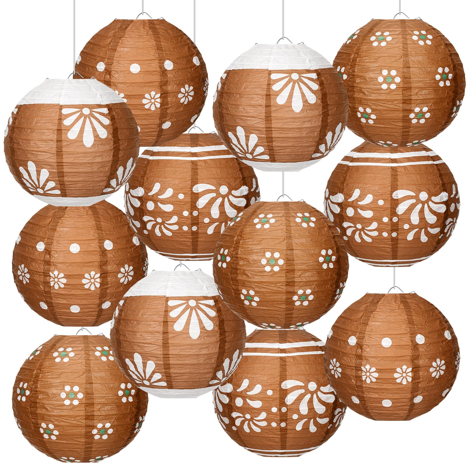 Baquler 12 Pcs Cielito Lindo Hanging Paper Lanterns Party Decorations, 8 Inch Round Paper Lanterns Ceiling Decor for Classroom W