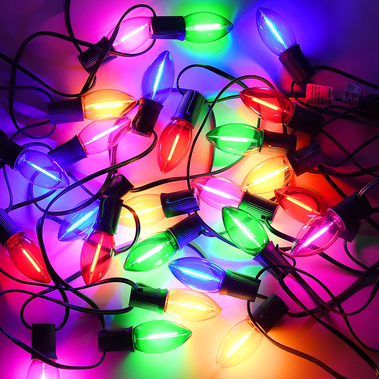 C9 Led Christmas Lights Outdoor Waterproof  25Ft Shatterproof Colored Christmas Lights Led Multicolor C9 Outdoor Christmas Lights For House Christmas Tree Yard Garden Decor  25+1 Led Bulbs  0.6W