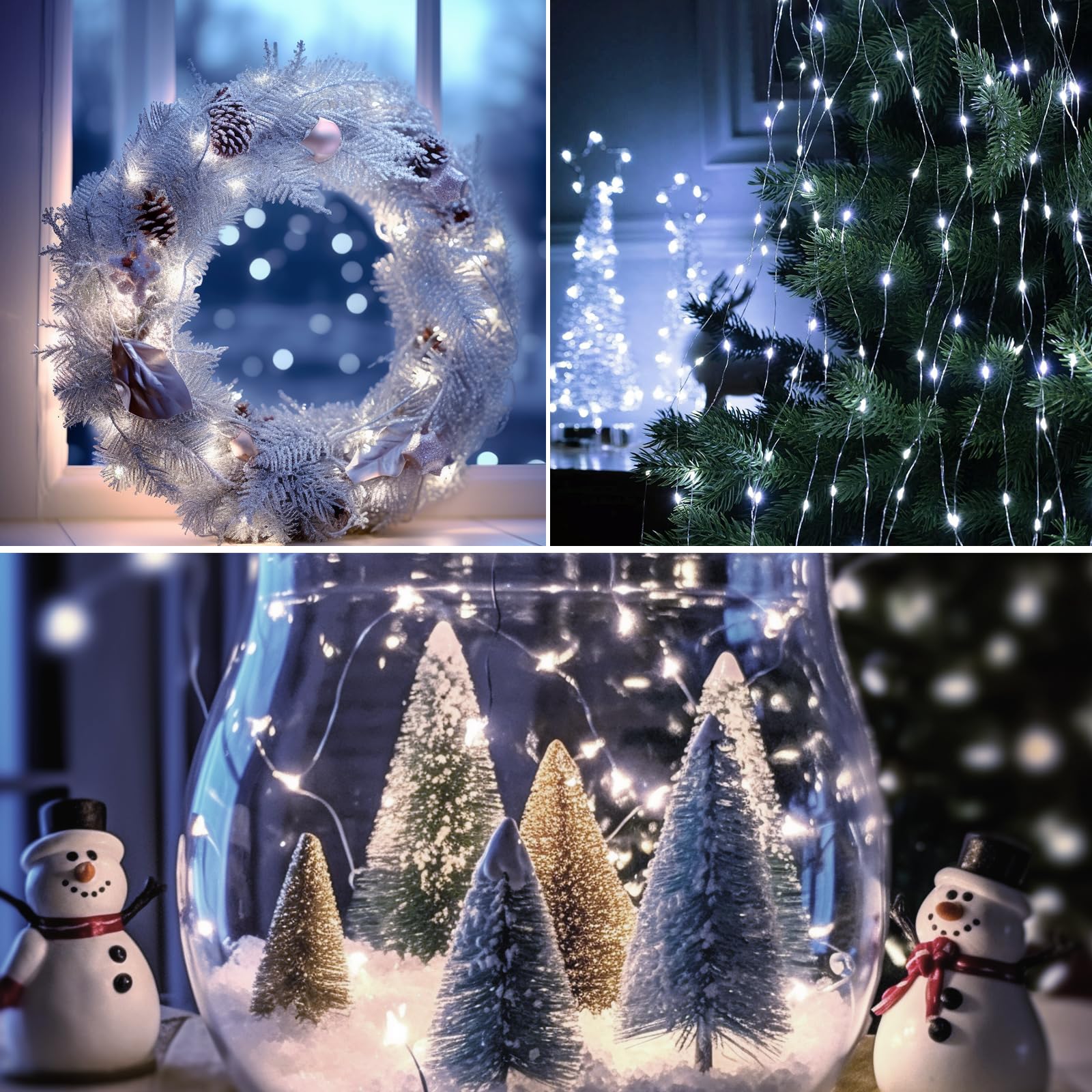 litogo 50 Pack Fairy Lights, 7ft 20 LED Waterproof Silver Wire, Battery Operated, Cool White, Model BL19C-50