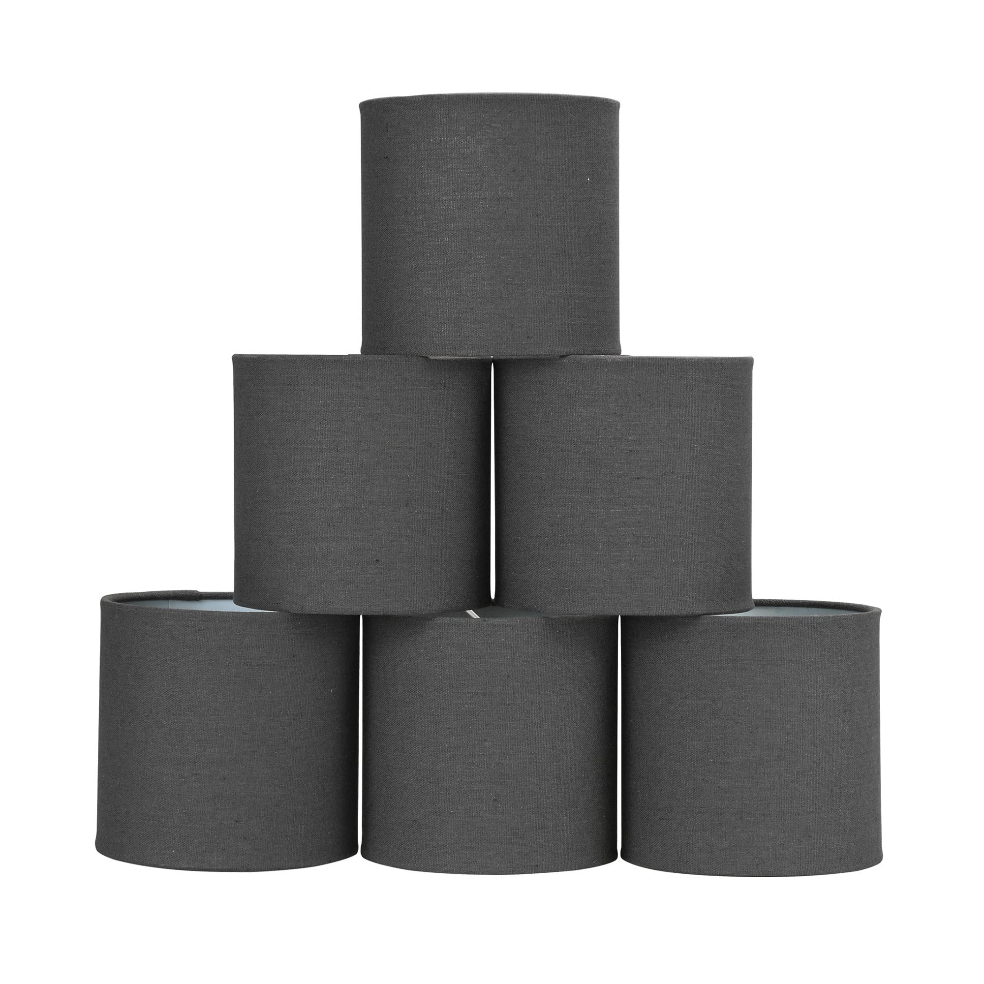 LAMPWELL MEMO Clip-on Chandelier Fabric Lamp Shades,Set of 6,Small Drum,5.2  5.2  H5.2,Linen, Handmade,Modern Trendy Decorative,