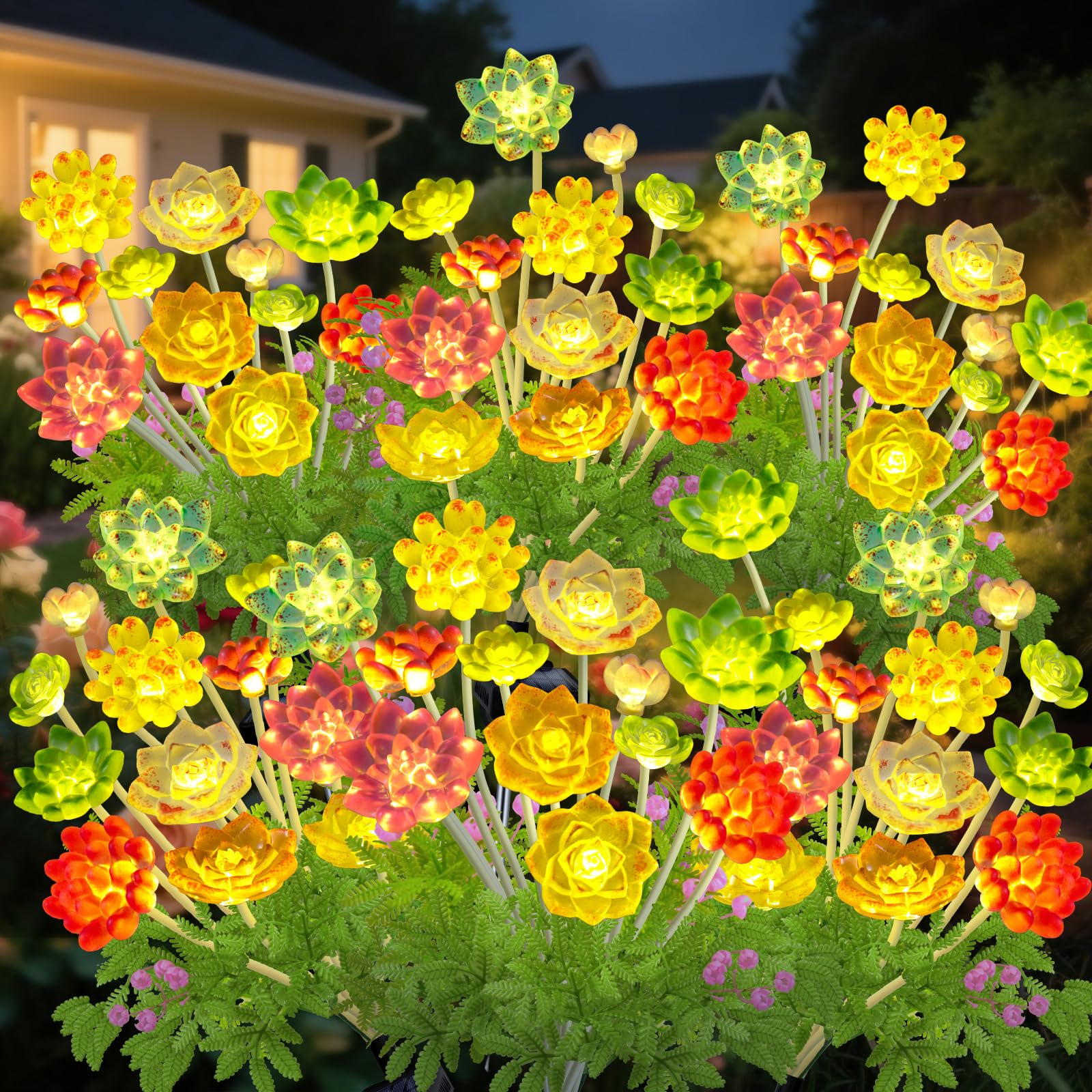 Kohlrabi Solar Garden Lights Outdoor  Upgraded 6 Pack Succulent Solar Lights  Gardening Gifts For Women  Succulent Plant Yard Decor Waterproof For Lawn Patio Pathway