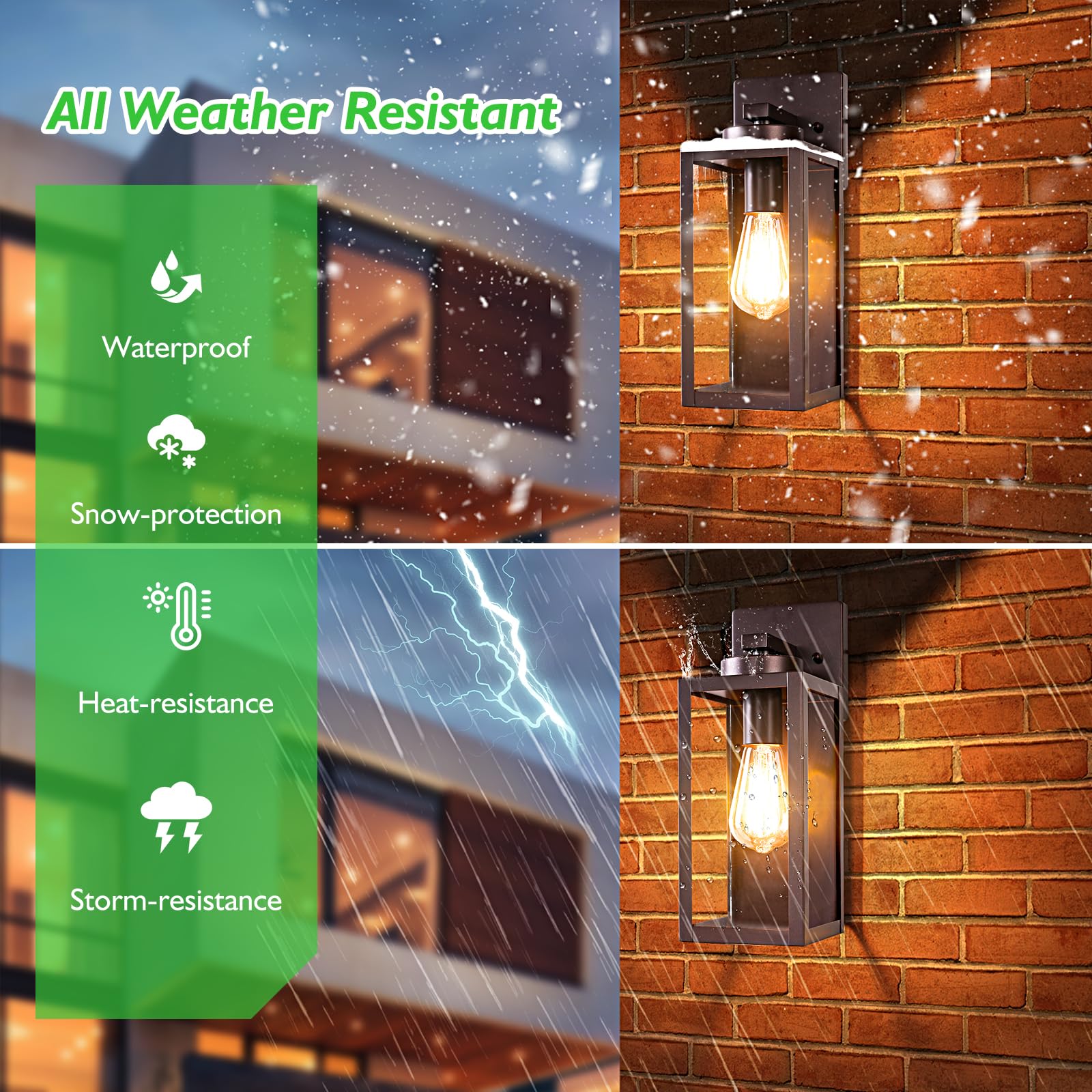 BesLowe Outdoor Wall Light Fixtures, Waterproof Brown Porch Lanterns, 12.8" Wall Mounted, E26 Sockets, Modern Design