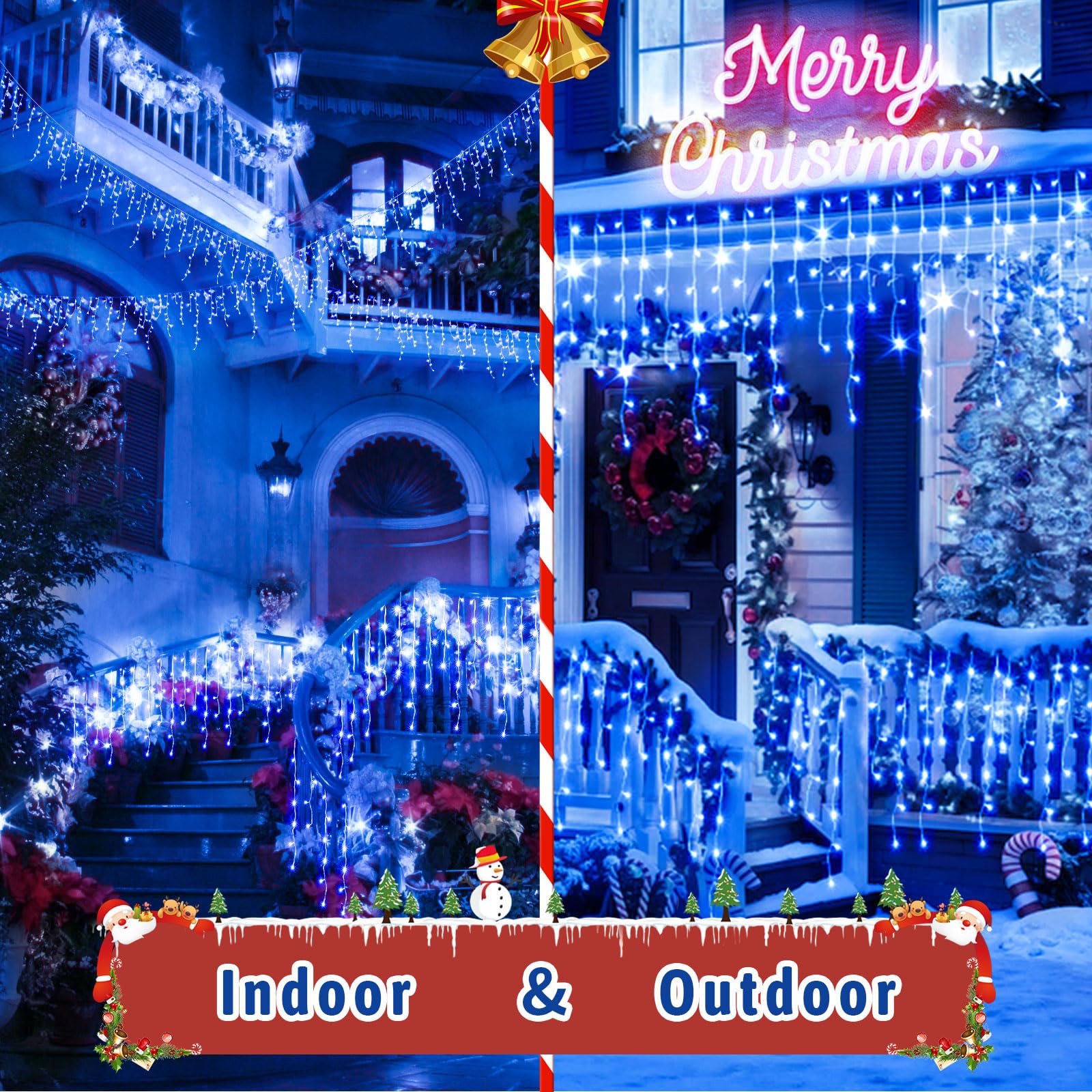 Jxledayy Christmas Lights 640 Led 65 Ft Christmas Lights Outdoor With 120 Drops Plug In 8 Modes Christmas Decorations Curtain Fa