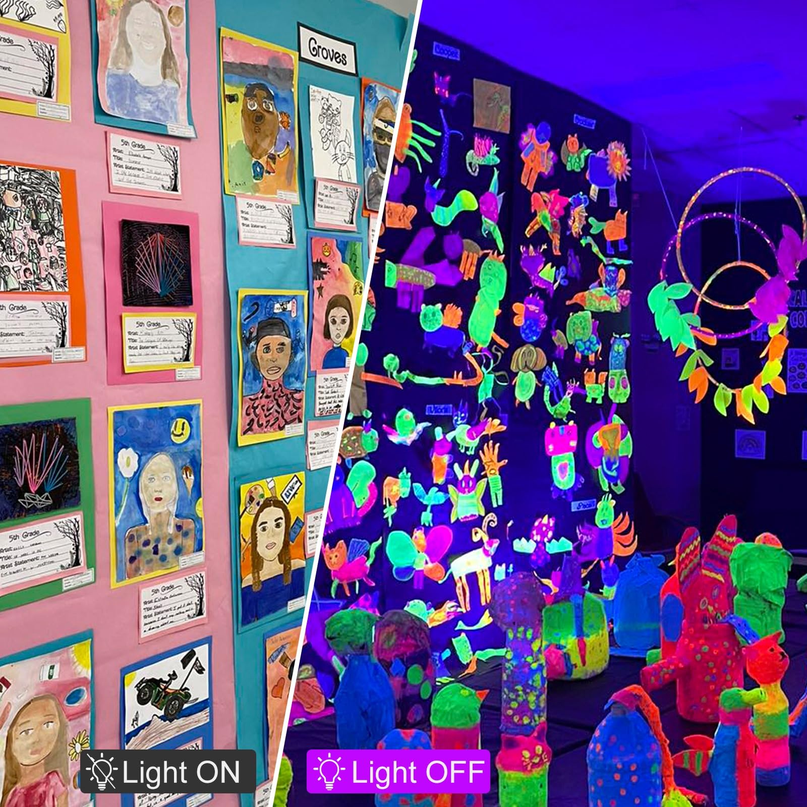 8 Pack 40W Led Black Light Bar, Black Lights Light Up 4000Ft² With Switch+Plug+6Ft Cord, For Glow Party Supply, Halloween, Bedroom, Body Paint, Fluorescent Party