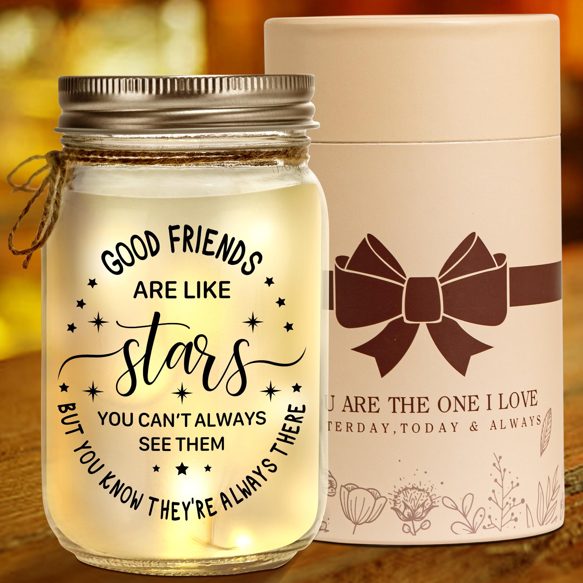 Kenon Mason Jar Night Light for Bestie, Birthday Day Gifts for Women, Home Decoration Lights, Personalized Mason Jar Mothers Day