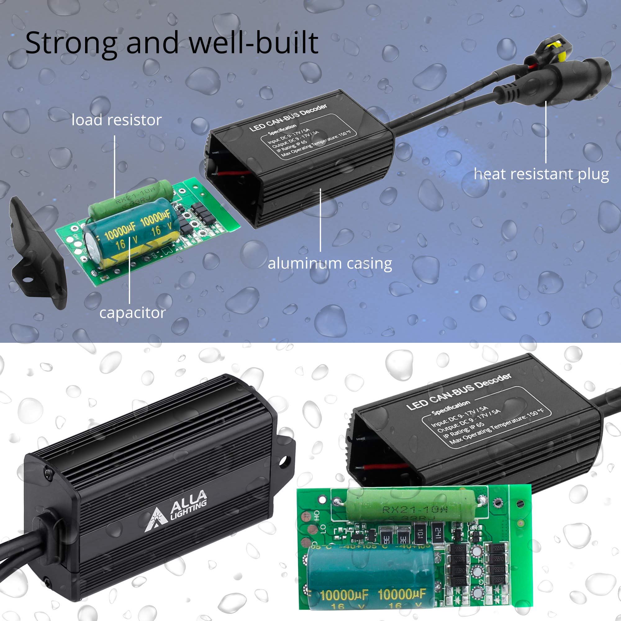Alla Lighting 9008 H13 Led Decoders Can Bus Error Free For Led/Drl Kits Bulbs Anti-Flickering/Blinking