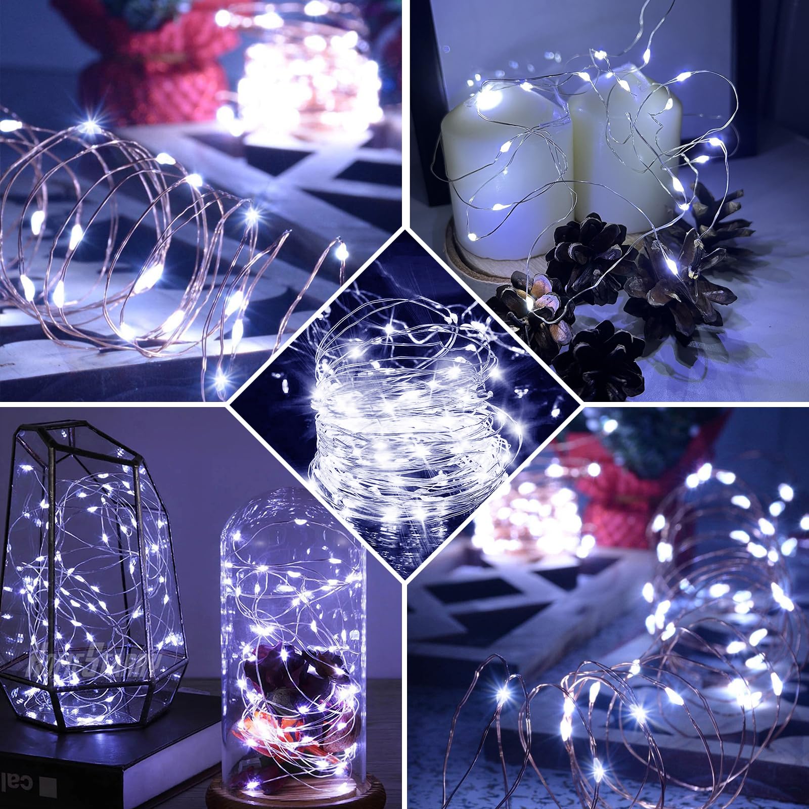 Chzk 12 Pack White Fairy Lights 7Ft 20 Led Twinkle String Lights Battery Operated Lights Waterproof Firefly Starry Lights Mason Jar Lights For Party Halloween Christmas Valentines Day