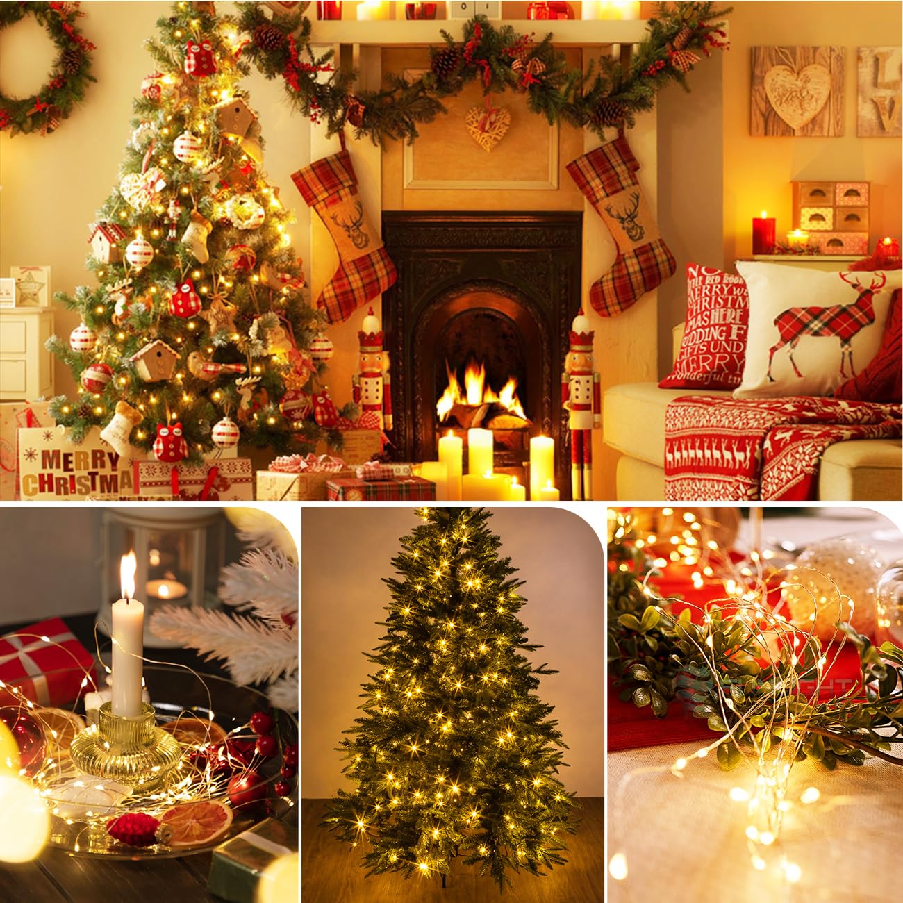 4 Pack Fairy Lights Battery Operated With Remote, Each 39Ft 120Led Battery Powered String Lights With Timer, 8 Modes Waterproof Twinkle Christmas Lights For Bedroom Party Indoor Mason, Warm White