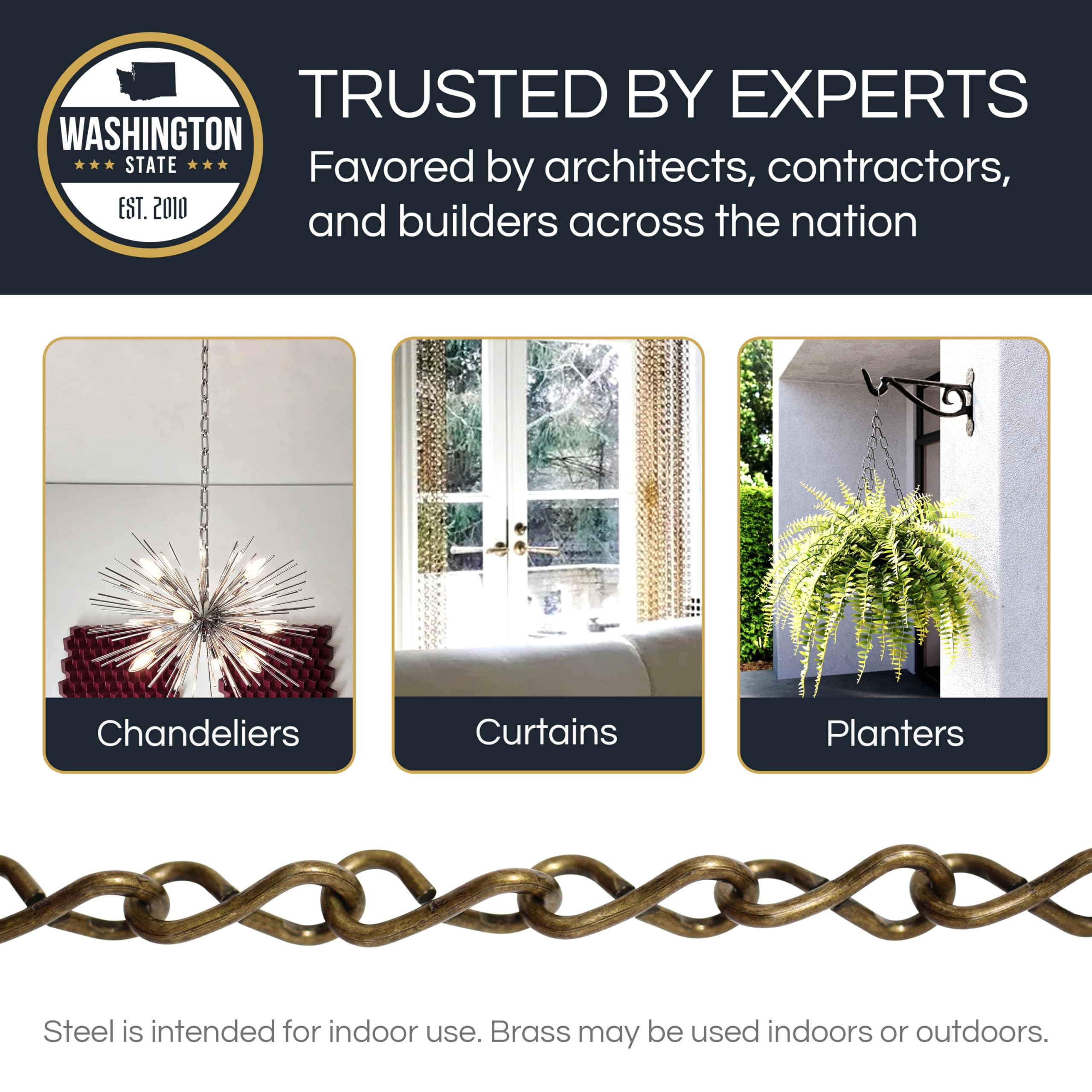 RCH Hardware Steel Basket Chain, Copper, 10 Feet, Model CH-S50-16-CO-10