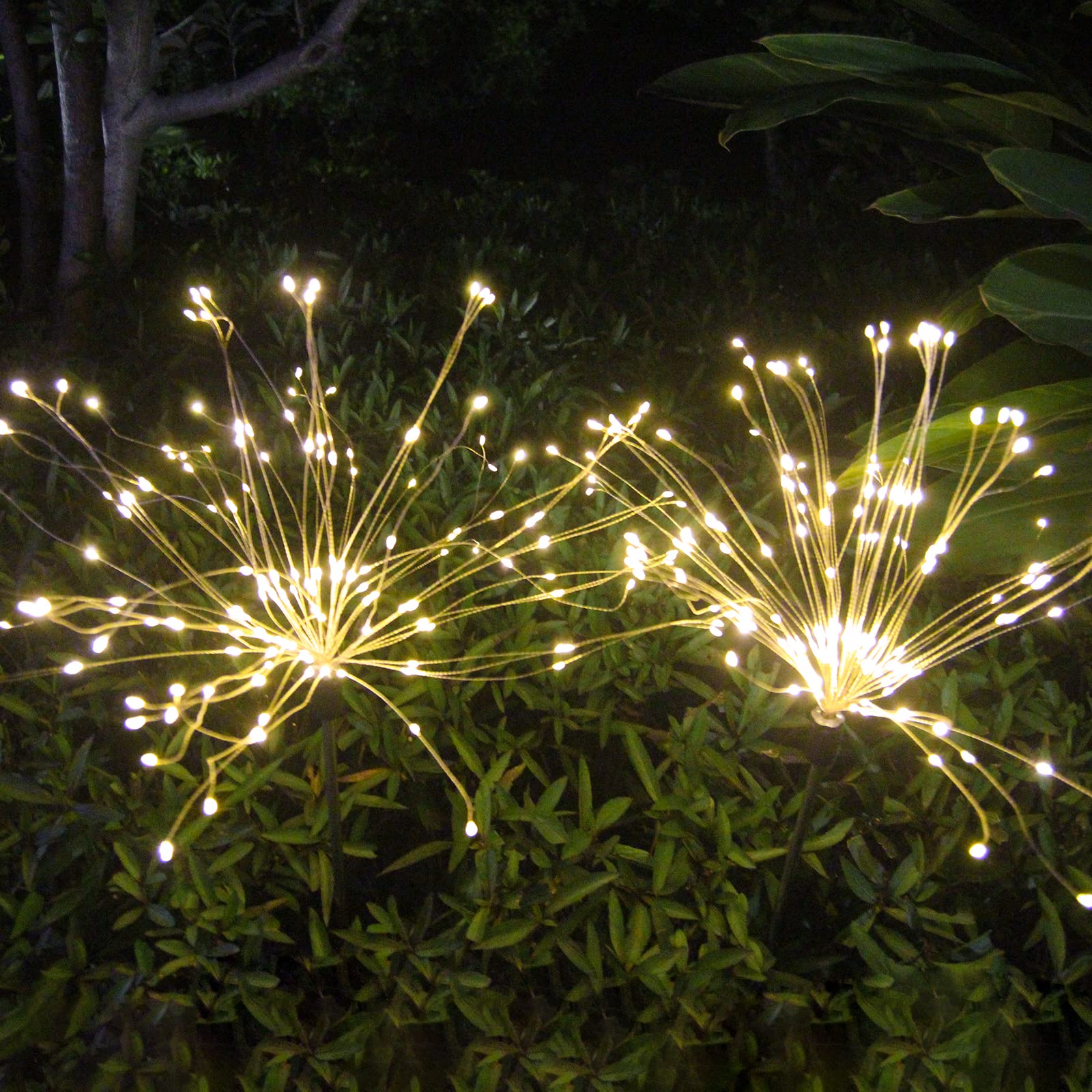 Solar Garden Firework Lights Outdoor Waterproof 2 Pack Solar Powered Art Stake Twinkle Lighting For Outside Decor, 120 Led Spark