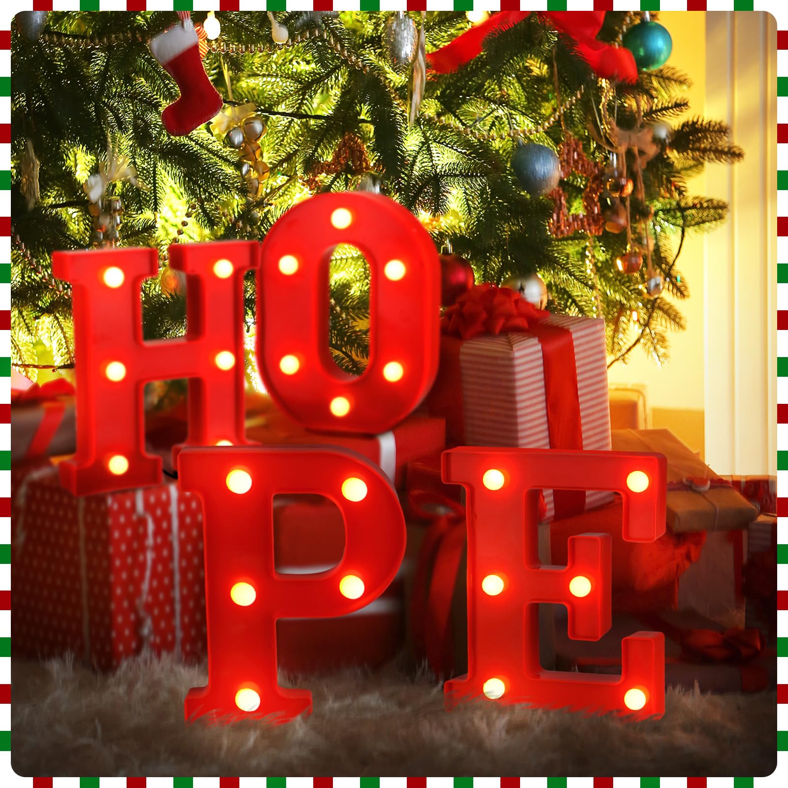 VIHOSE LED Letter Lights Sign - Battery Powered Table Decoration - 6.3in Plastic - Color: Hope