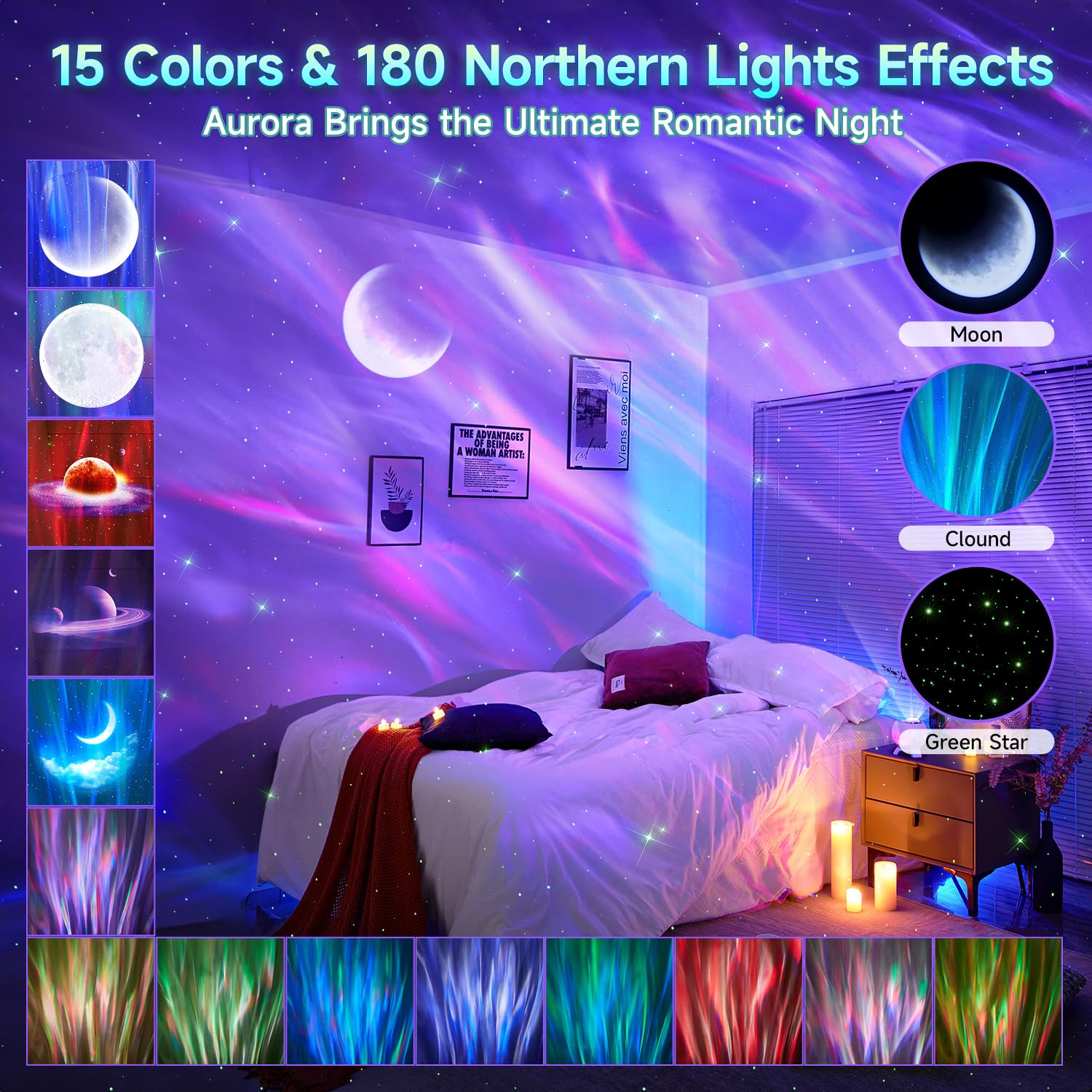 COOLNIGHT Galaxy Projector - Northern Lights & Star Projector, 180° Lighting, White Noise, Bluetooth, Model WH-E12A, Remote Control
