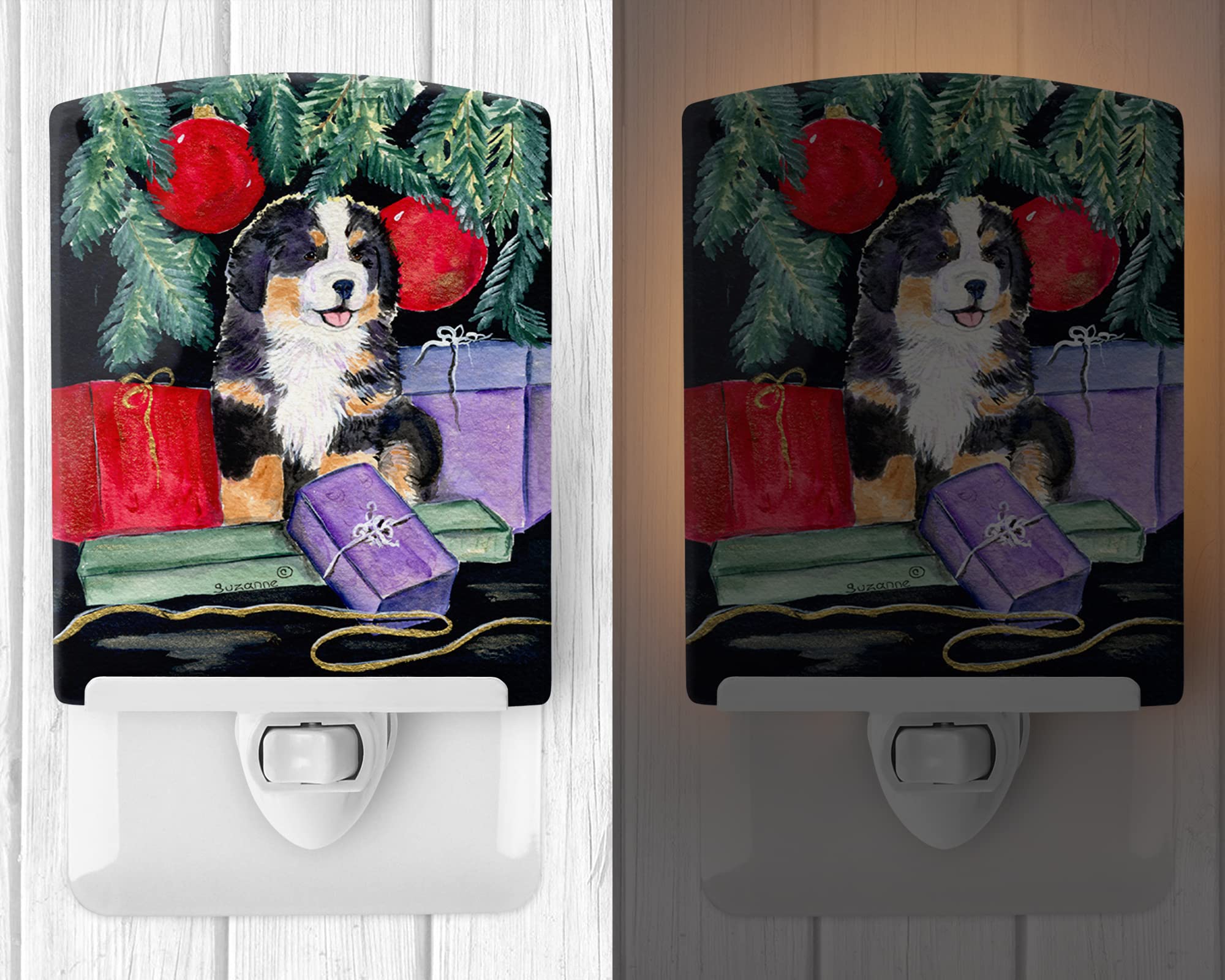 Caroline'S Treasures Ss8583Cnl Bernese Mountain Dog Ceramic Night Light Compact, Ul-Certified, Ideal For Bedroom, Bathroom, Nursery, Hallway, Kitchen, 6X4X3, Multicolor
